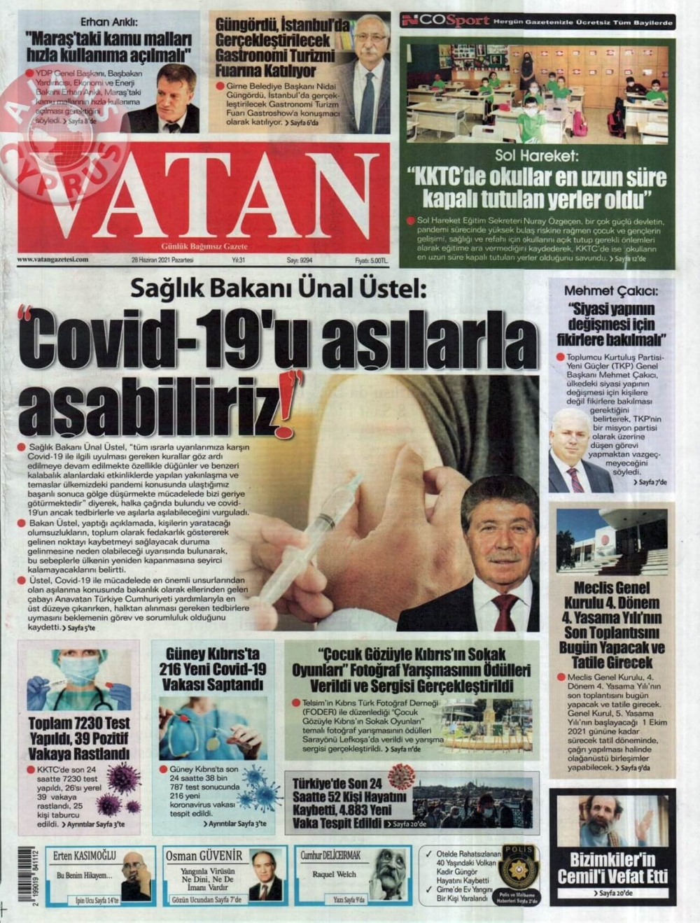 KKTC'de Gazeteler Bugün Ne Manşet Attı? (28 Haziran 2021) galerisi resim 9