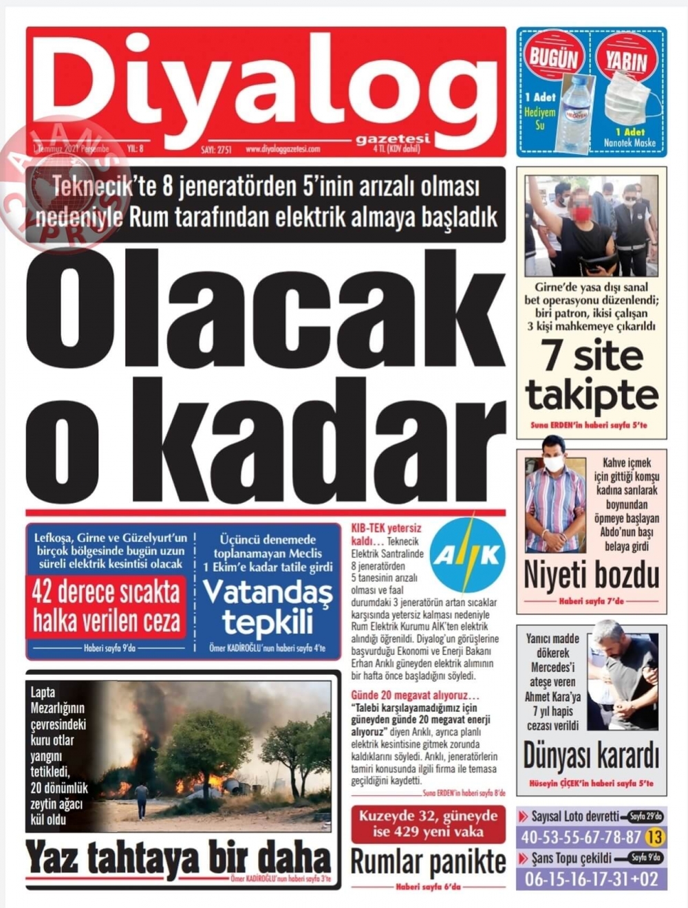 KKTC'de Gazeteler Bugün Ne Manşet Attı? (1 Temmuz 2021) galerisi resim 11