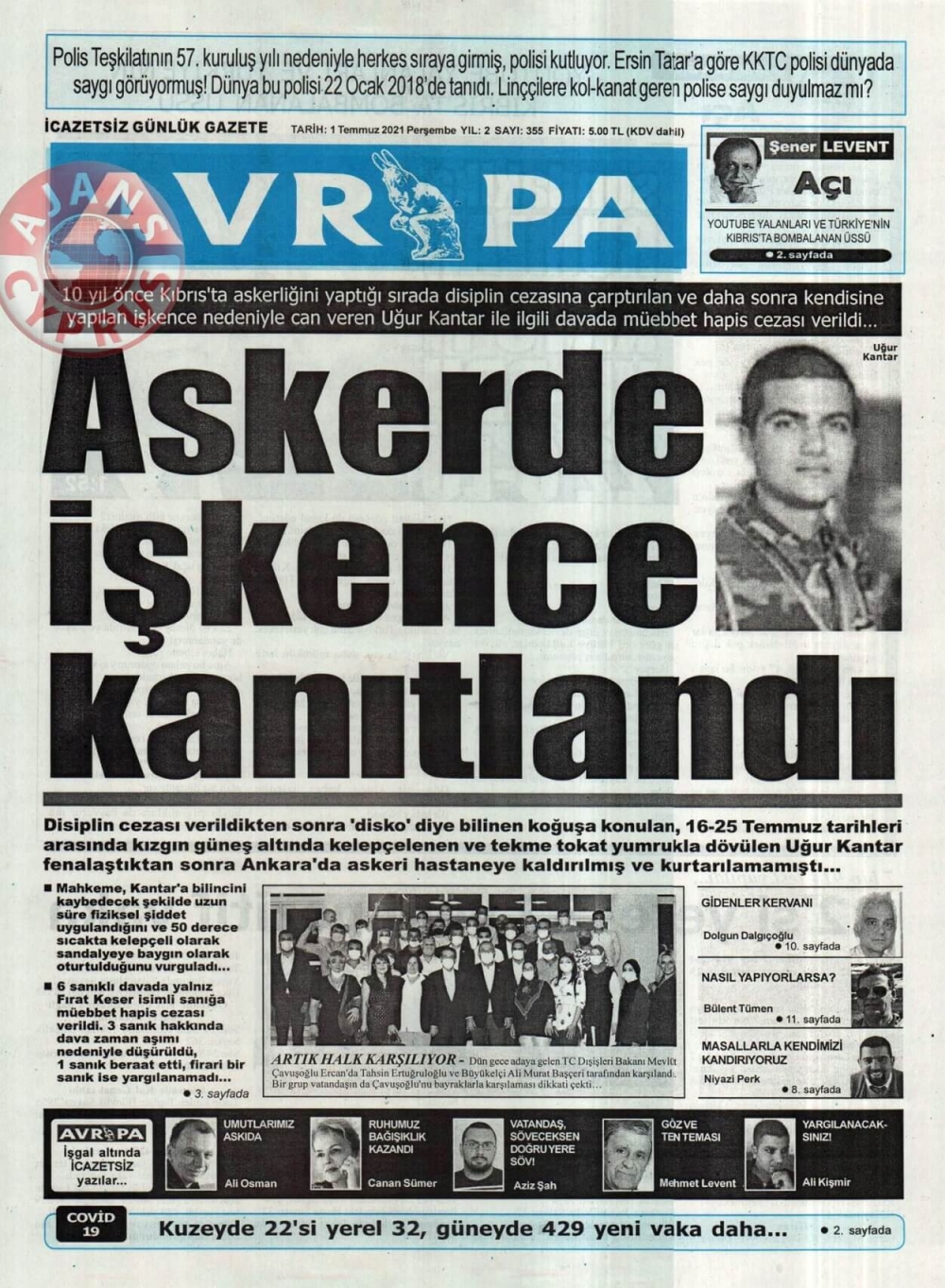 KKTC'de Gazeteler Bugün Ne Manşet Attı? (1 Temmuz 2021) galerisi resim 3