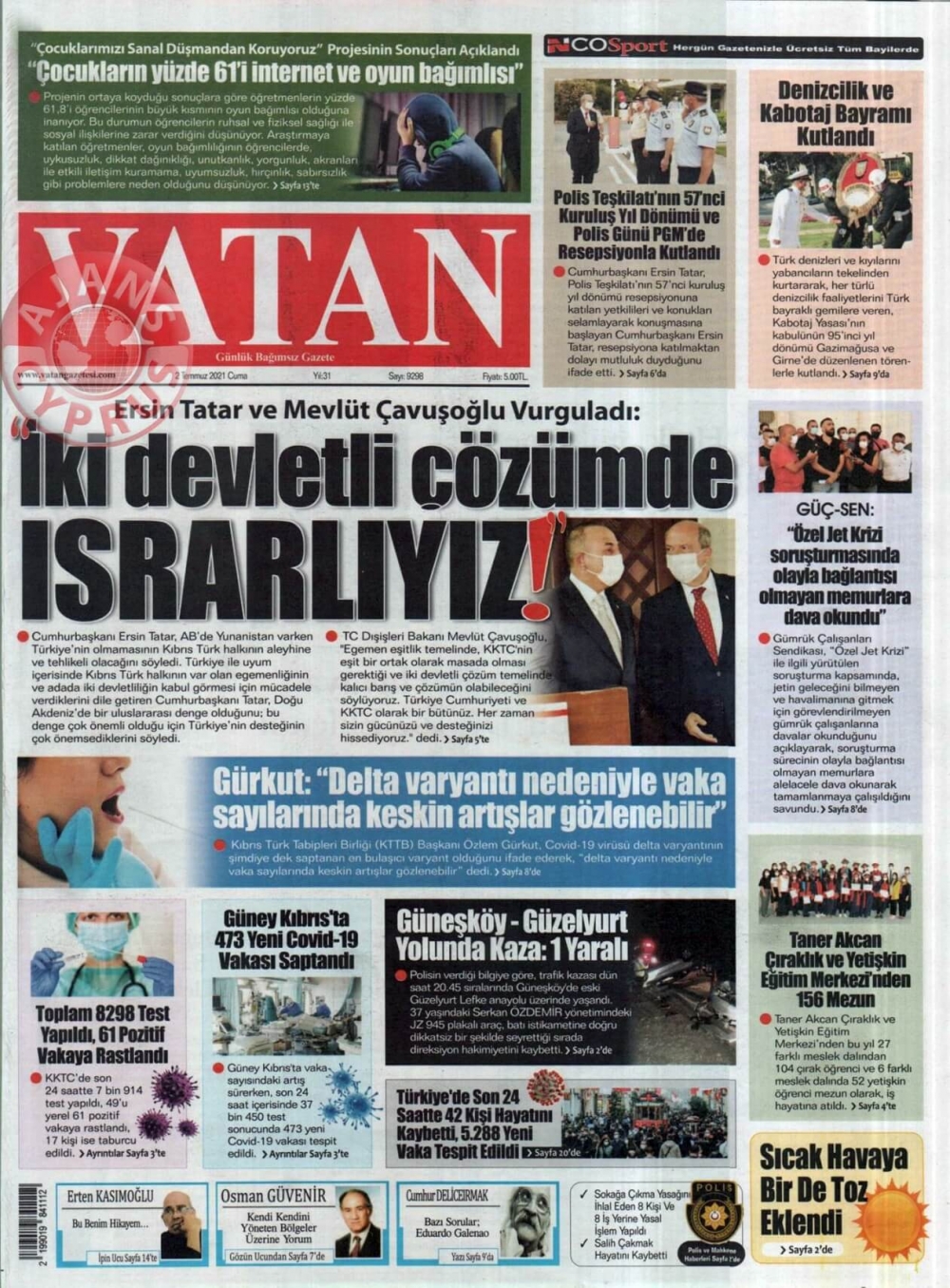 KKTC'de Gazeteler Bugün Ne Manşet Attı? (2 Temmuz 2021) galerisi resim 9