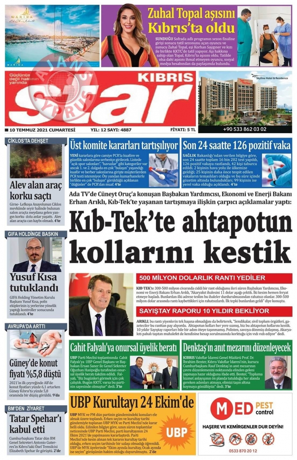 KKTC'de Gazeteler Bugün Ne Manşet Attı? (10 Temmuz 2021) galerisi resim 1