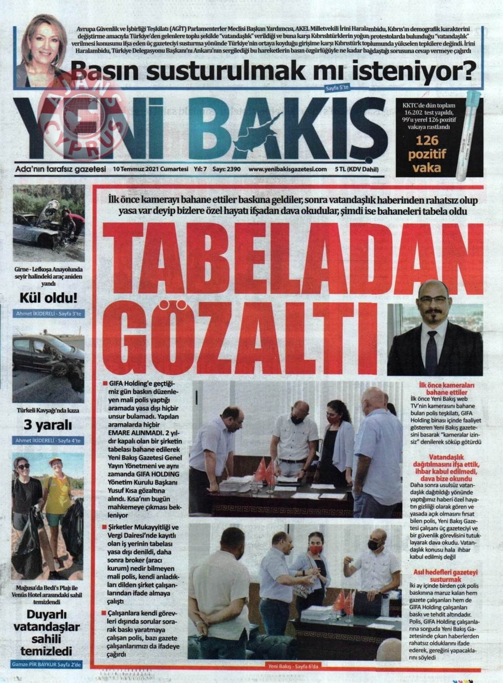 KKTC'de Gazeteler Bugün Ne Manşet Attı? (10 Temmuz 2021) galerisi resim 8