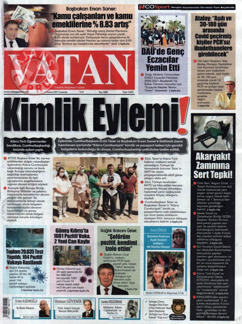 KKTC'de Gazeteler Bugün Ne Manşet Attı? (14 Temmuz 2021) galerisi resim 10