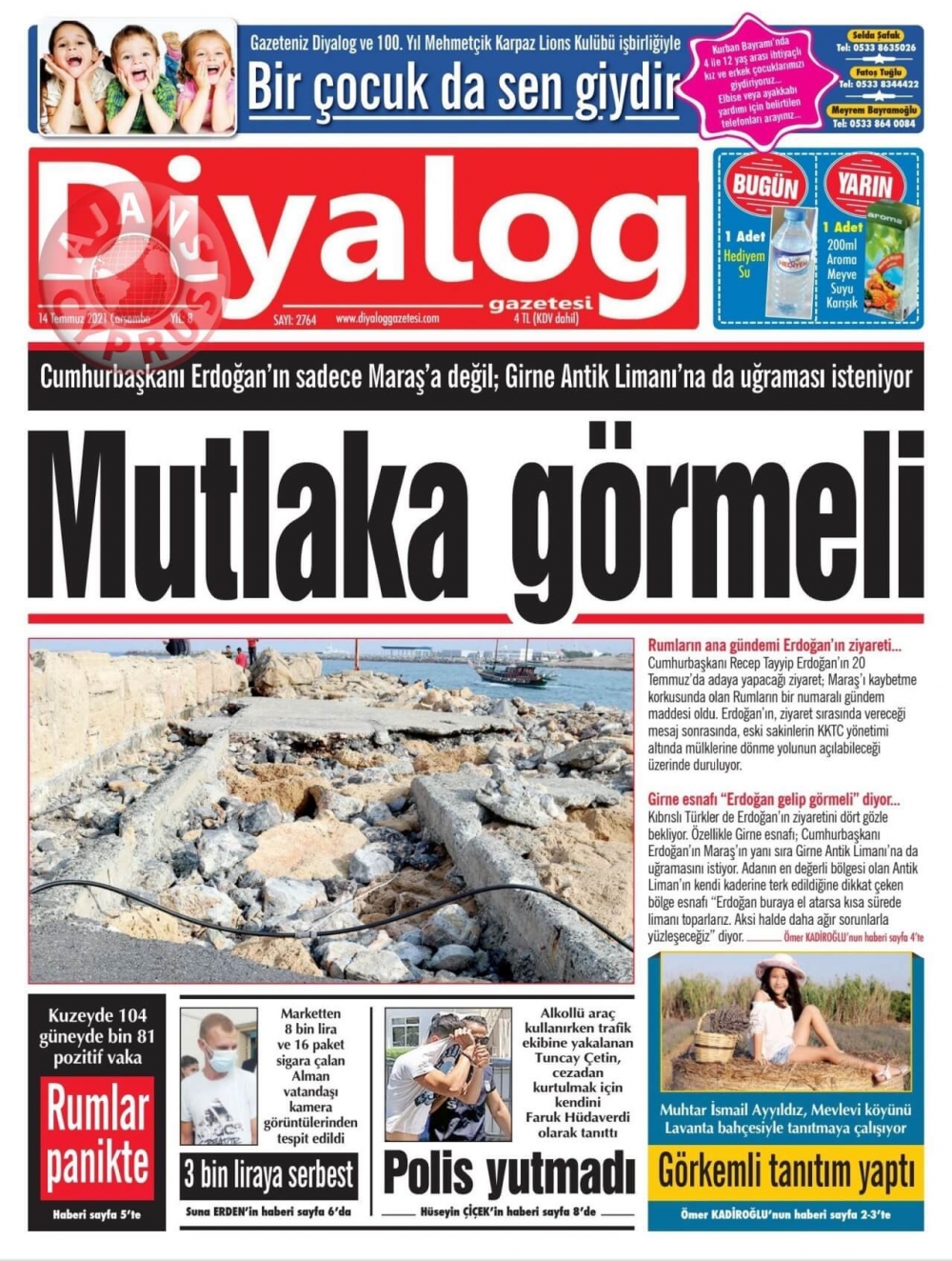 KKTC'de Gazeteler Bugün Ne Manşet Attı? (14 Temmuz 2021) galerisi resim 2