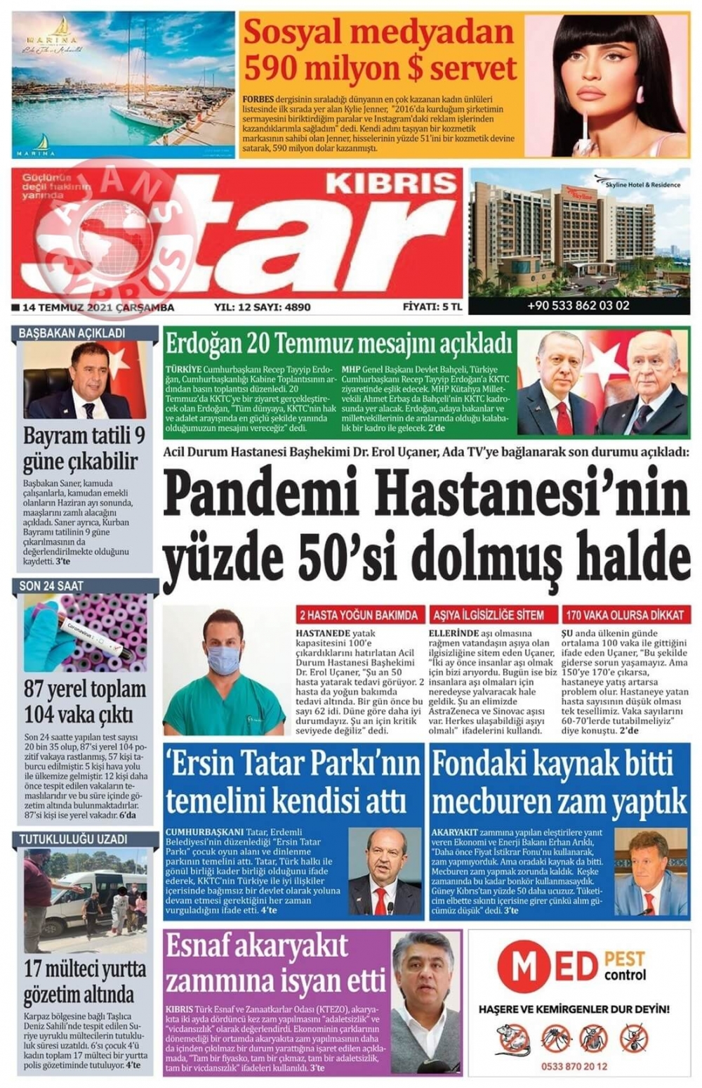 KKTC'de Gazeteler Bugün Ne Manşet Attı? (14 Temmuz 2021) galerisi resim 3