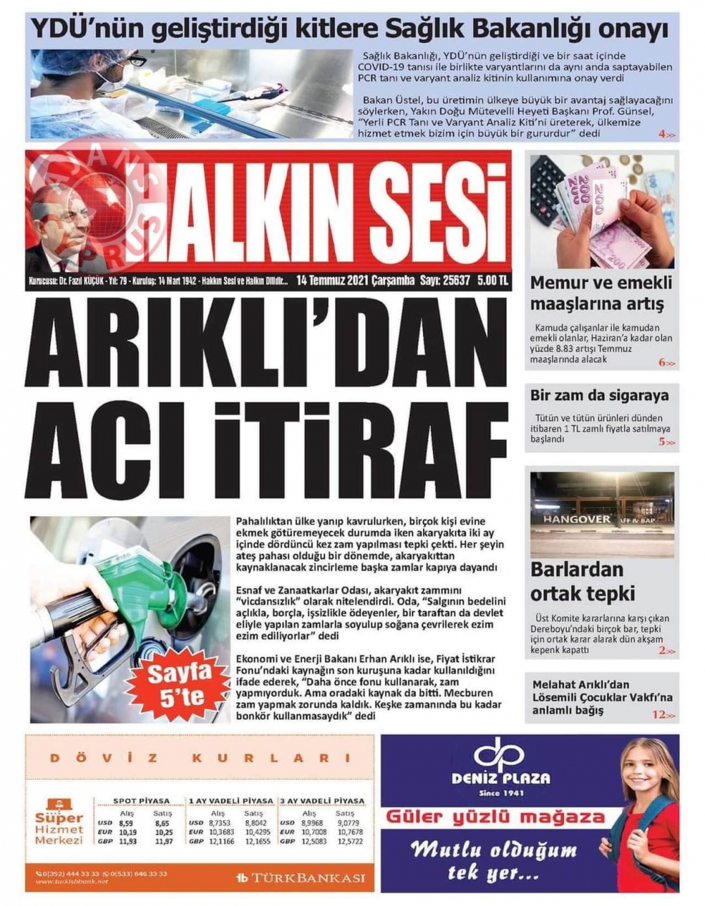 KKTC'de Gazeteler Bugün Ne Manşet Attı? (14 Temmuz 2021) galerisi resim 9