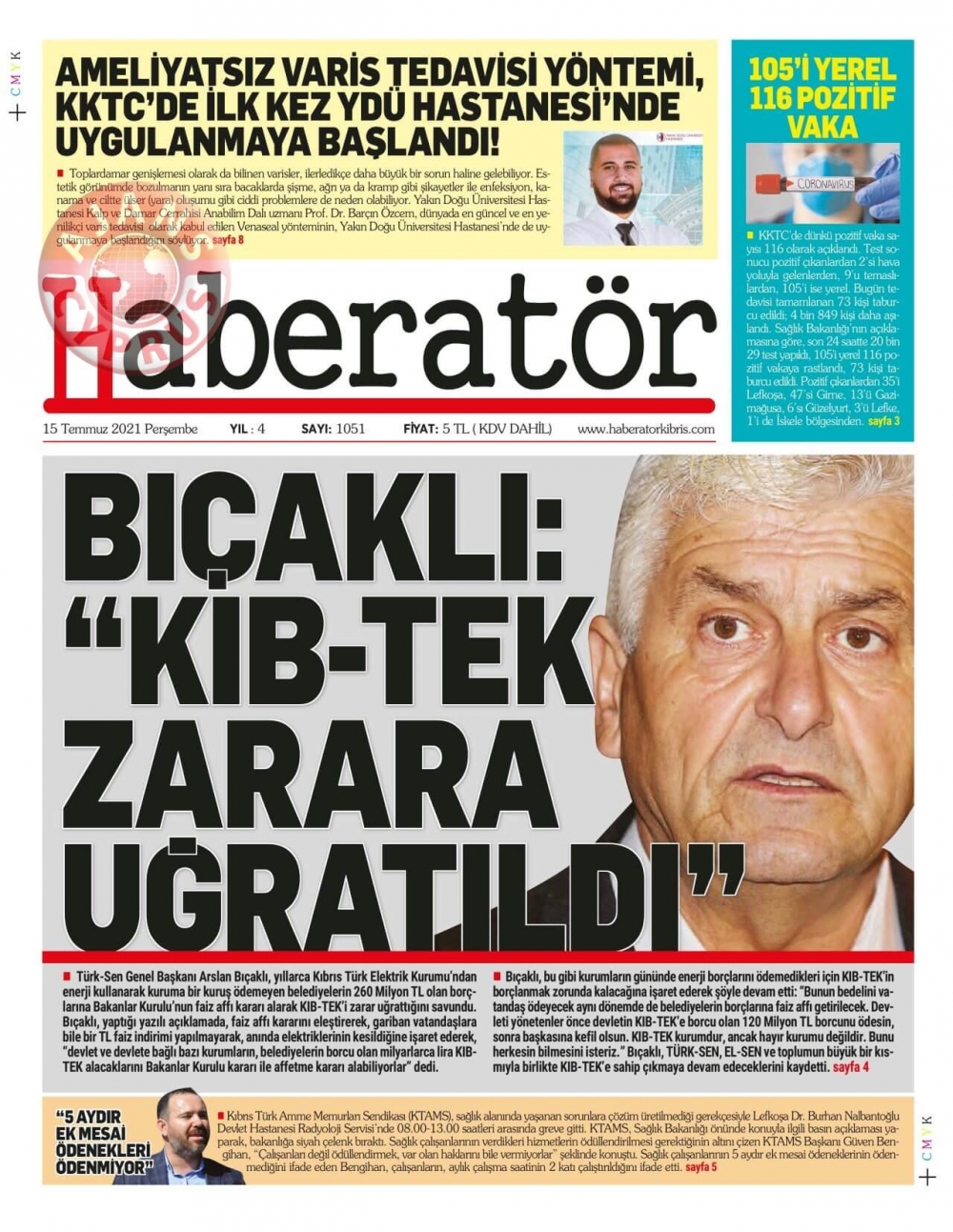 KKTC'de Gazeteler Bugün Ne Manşet Attı? (15 Temmuz 2021) galerisi resim 11