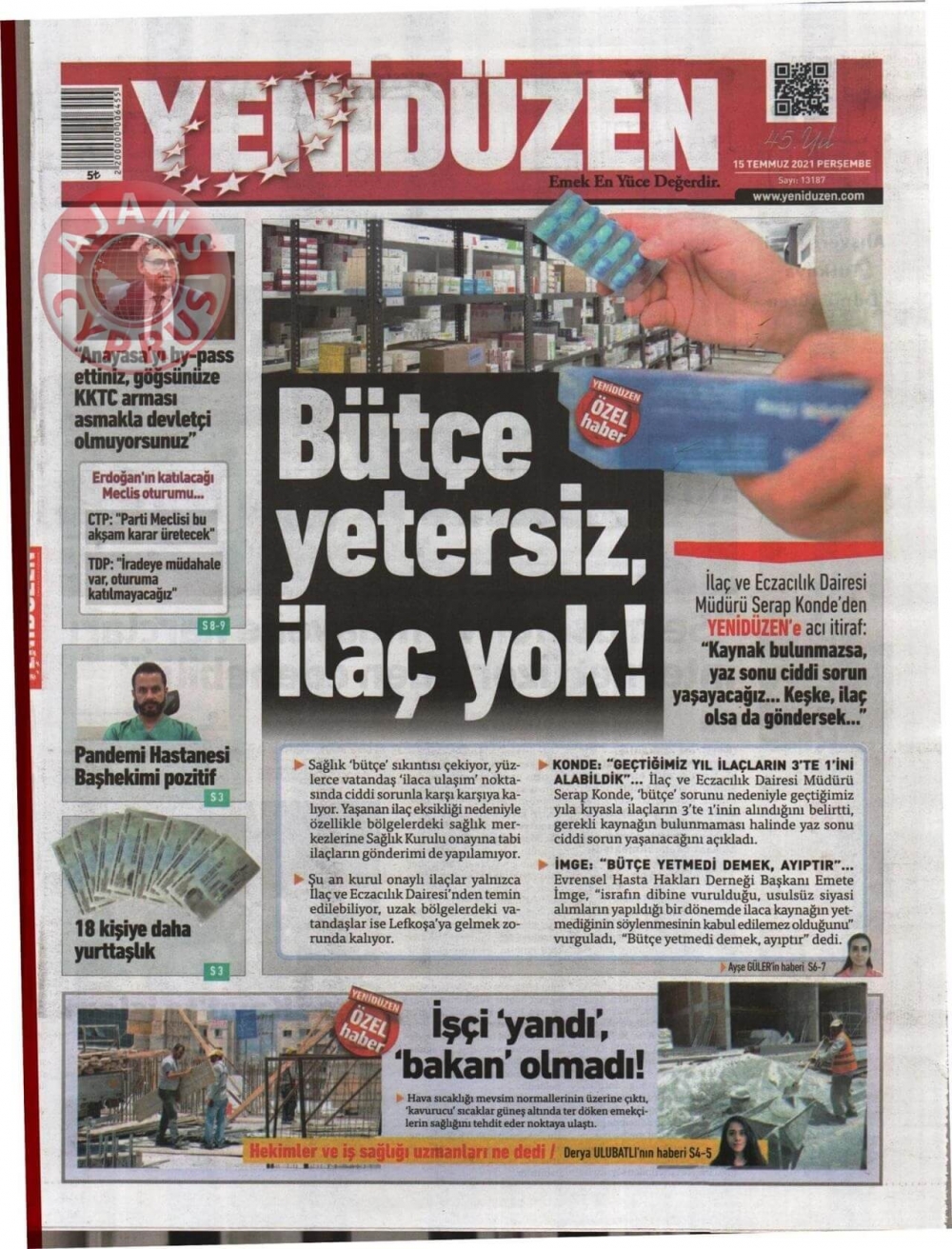 KKTC'de Gazeteler Bugün Ne Manşet Attı? (15 Temmuz 2021) galerisi resim 5