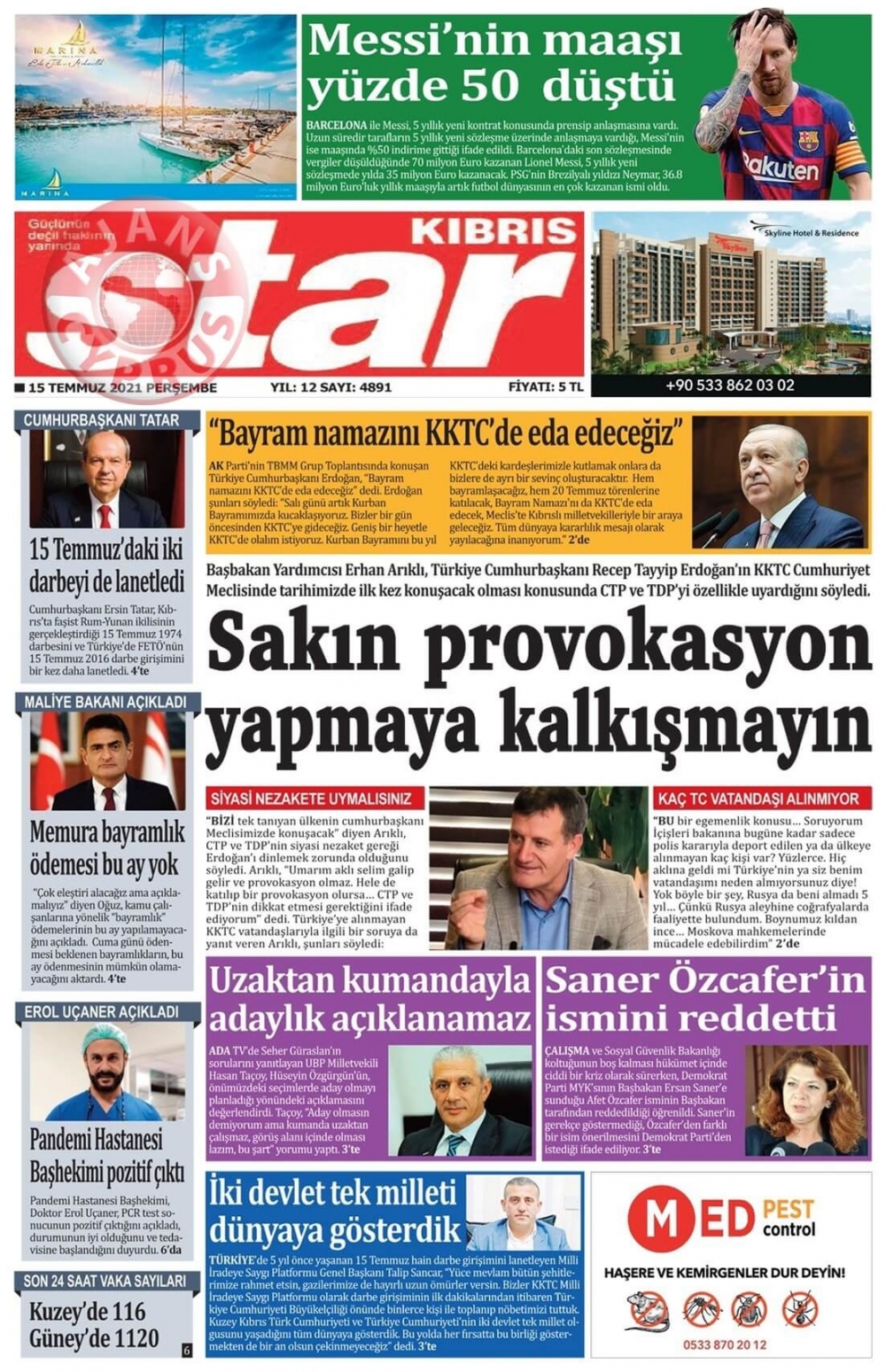 KKTC'de Gazeteler Bugün Ne Manşet Attı? (15 Temmuz 2021) galerisi resim 7