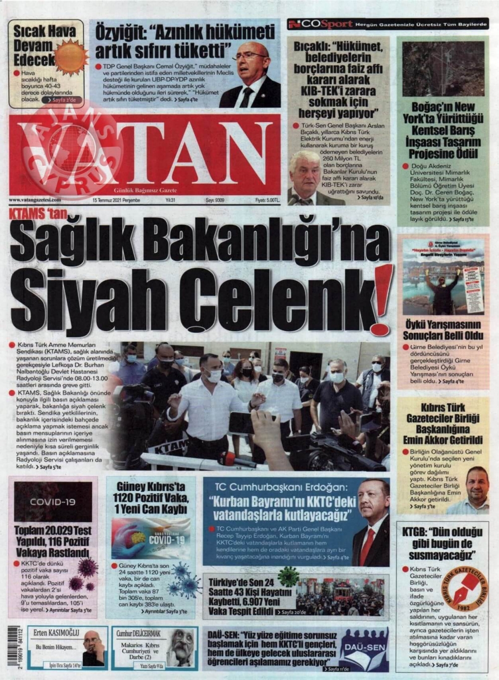 KKTC'de Gazeteler Bugün Ne Manşet Attı? (15 Temmuz 2021) galerisi resim 9