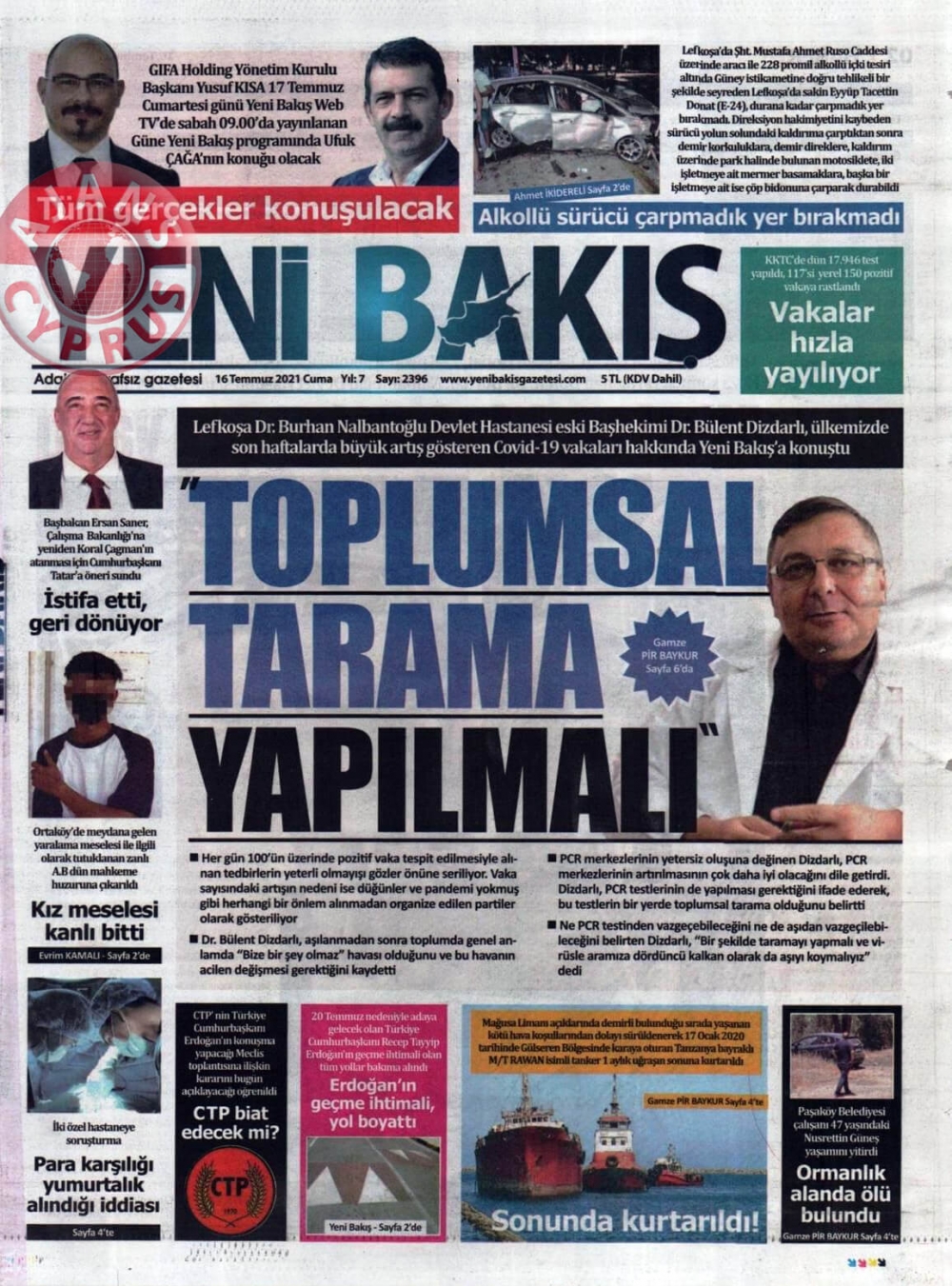 KKTC'de Gazeteler Bugün Ne Manşet Attı? (16 Temmuz 2021) galerisi resim 12