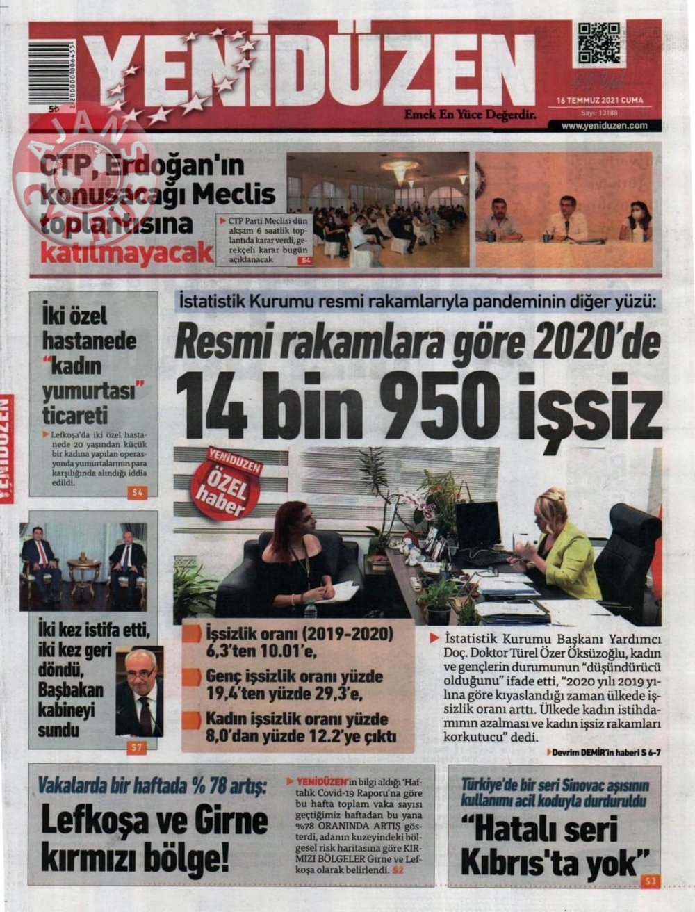 KKTC'de Gazeteler Bugün Ne Manşet Attı? (16 Temmuz 2021) galerisi resim 8