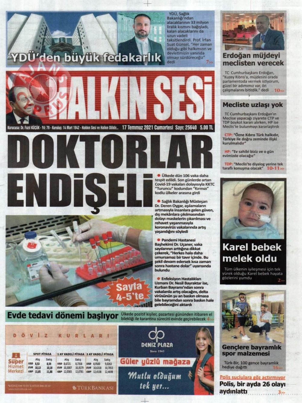 KKTC'de Gazeteler Bugün Ne Manşet Attı? (17 Temmuz 2021) galerisi resim 1