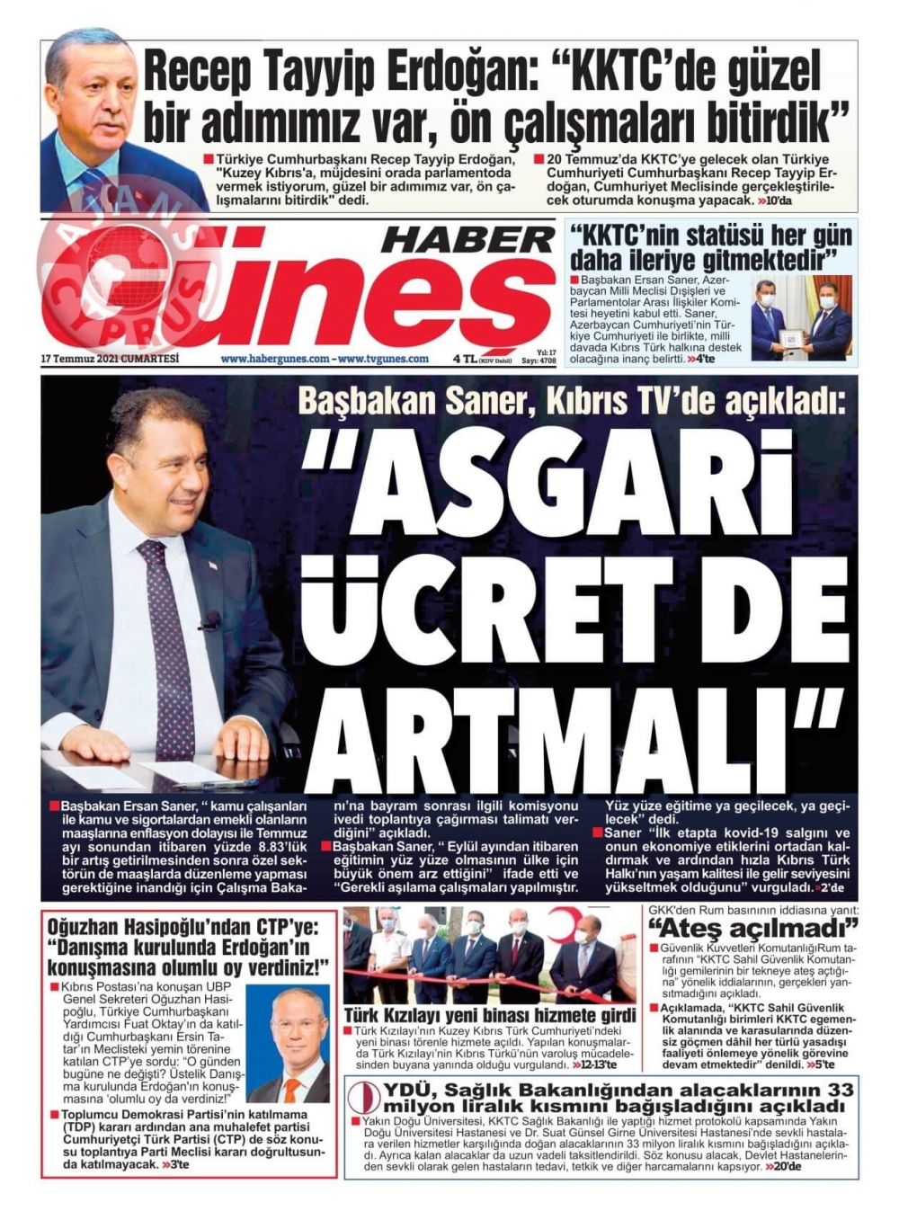 KKTC'de Gazeteler Bugün Ne Manşet Attı? (17 Temmuz 2021) galerisi resim 2
