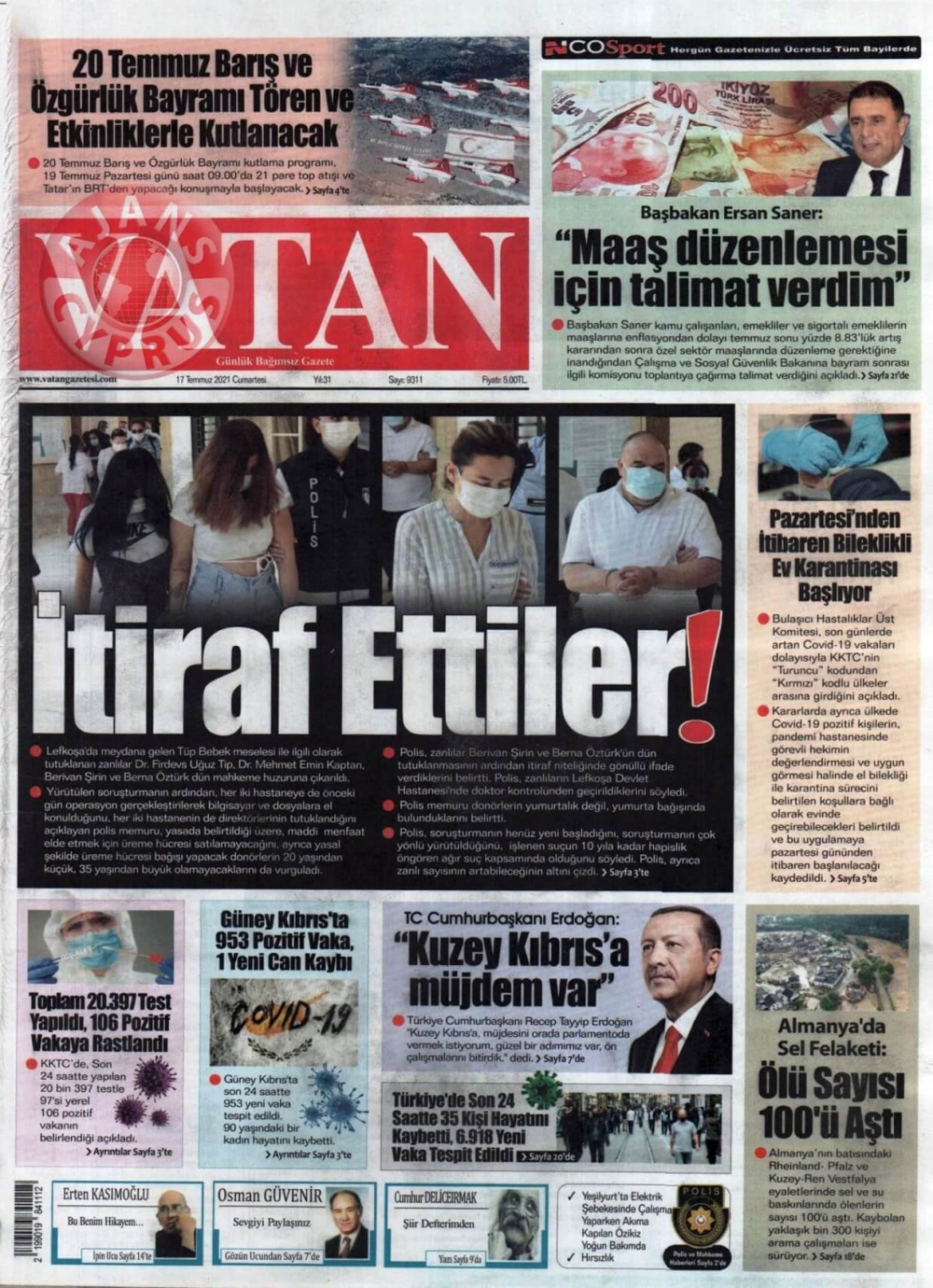 KKTC'de Gazeteler Bugün Ne Manşet Attı? (17 Temmuz 2021) galerisi resim 6