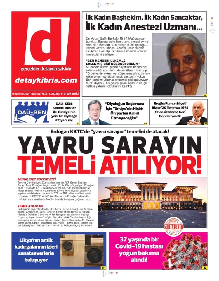 KKTC'de Gazeteler Bugün Ne Manşet Attı? (19 Temmuz 2021) galerisi resim 1