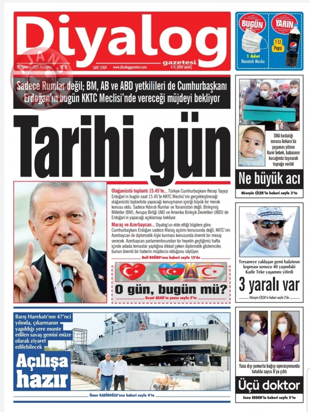 KKTC'de Gazeteler Bugün Ne Manşet Attı? (19 Temmuz 2021) galerisi resim 4