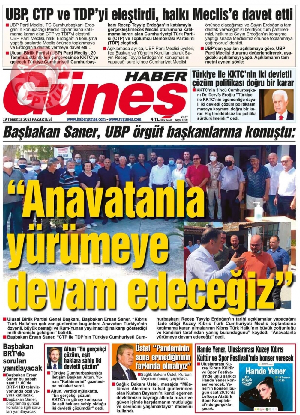 KKTC'de Gazeteler Bugün Ne Manşet Attı? (19 Temmuz 2021) galerisi resim 5