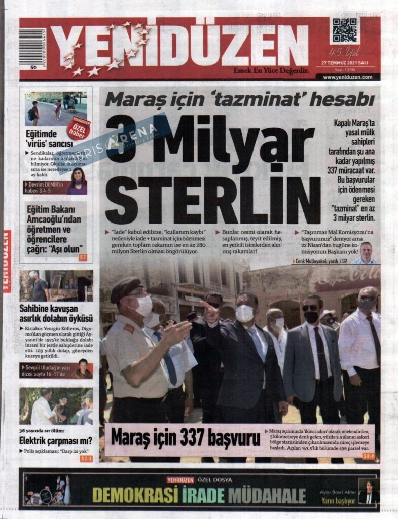 KKTC'de Gazeteler Bugün Ne Manşet Attı? (27 Temmuz 2021) galerisi resim 1