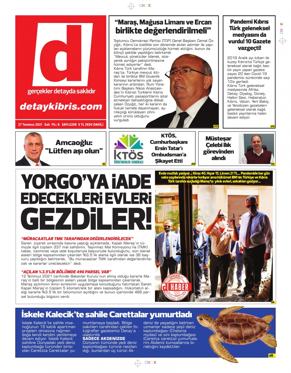 KKTC'de Gazeteler Bugün Ne Manşet Attı? (27 Temmuz 2021) galerisi resim 7