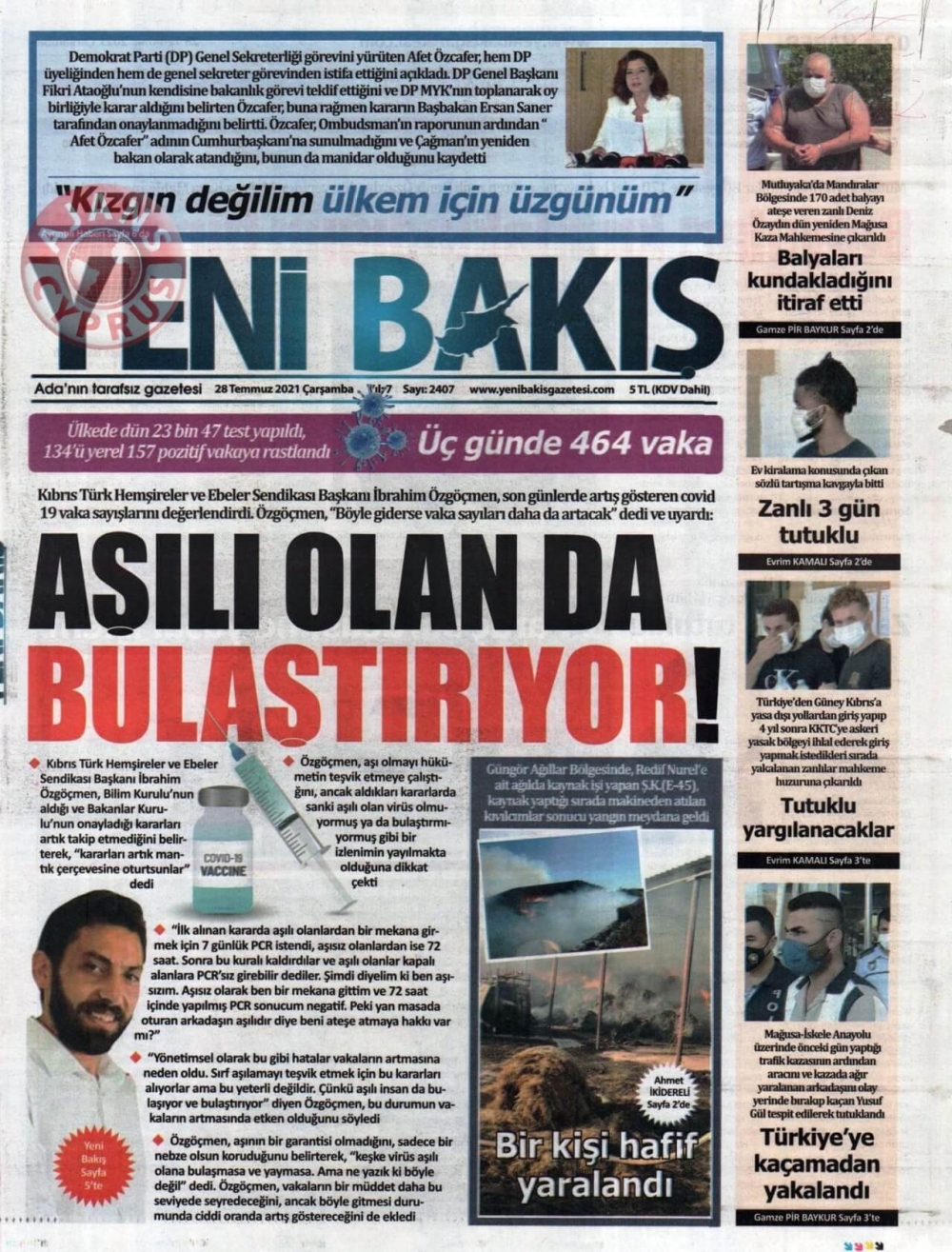 KKTC'de Gazeteler Bugün Ne Manşet Attı? (28 Temmuz 2021) galerisi resim 3