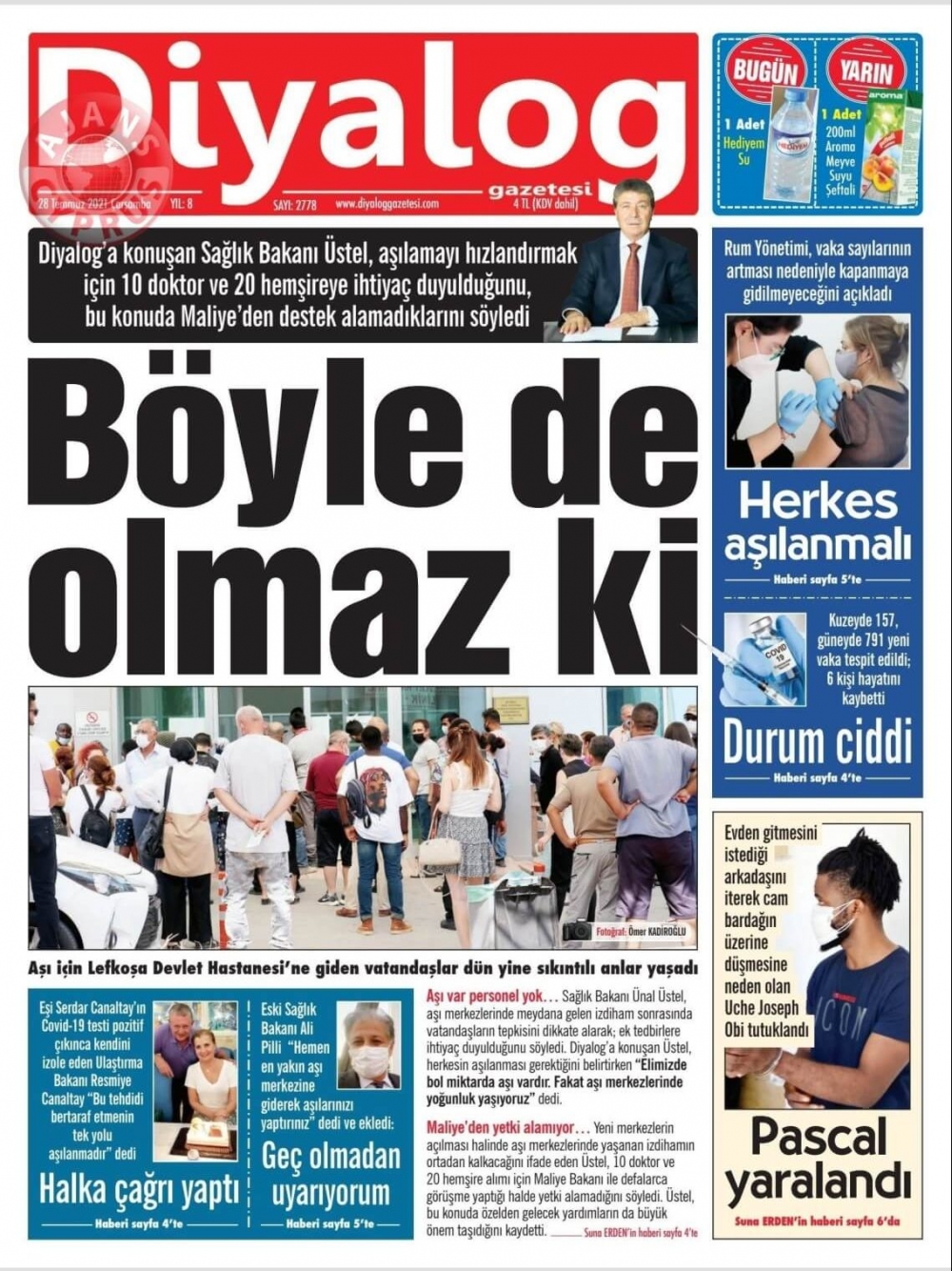 KKTC'de Gazeteler Bugün Ne Manşet Attı? (28 Temmuz 2021) galerisi resim 4