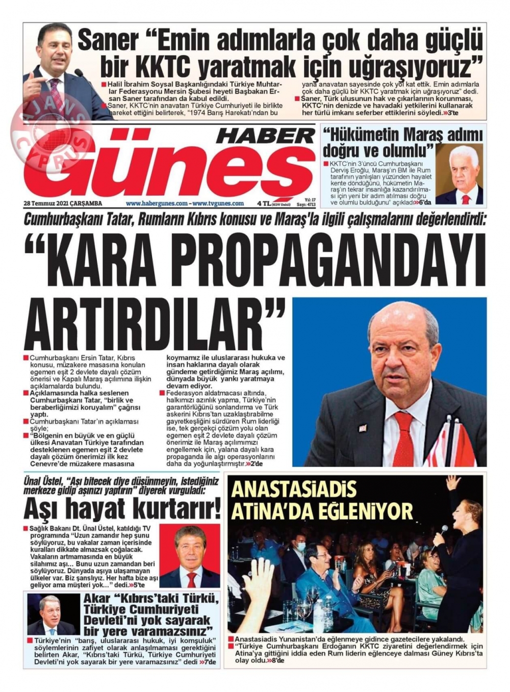 KKTC'de Gazeteler Bugün Ne Manşet Attı? (28 Temmuz 2021) galerisi resim 5