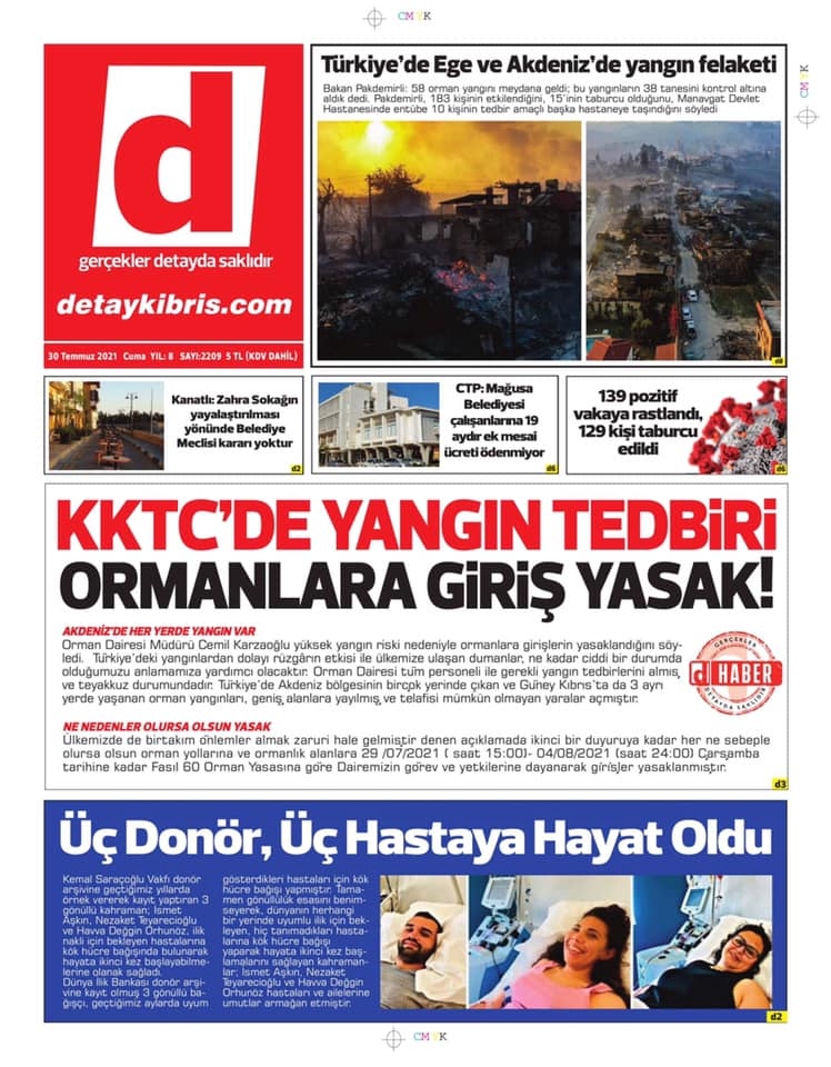 KKTC'de Gazeteler Bugün Ne Manşet Attı? (30 Temmuz 2021) galerisi resim 1