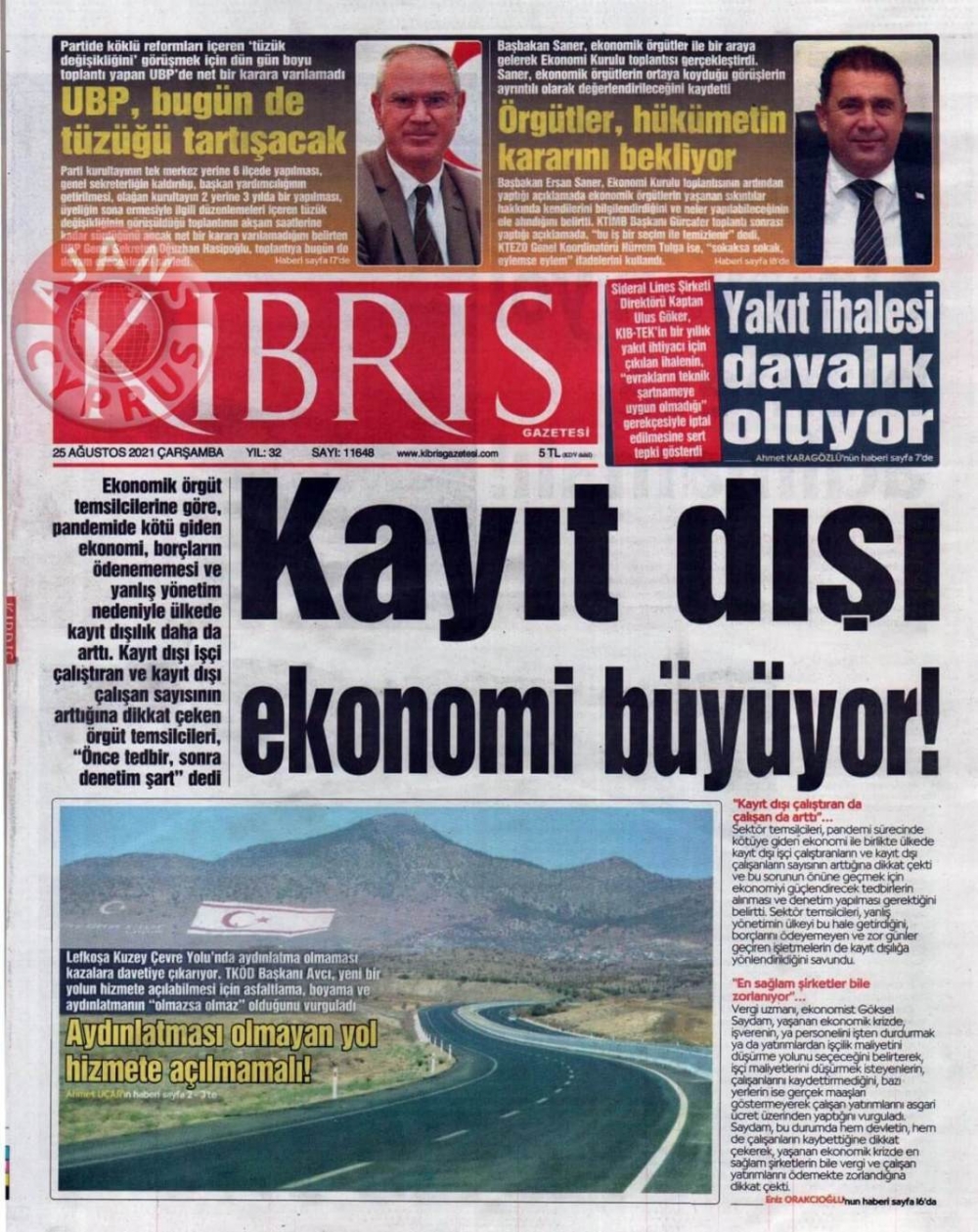 KKTC'de Gazeteler Bugün Ne Manşet Attı? (25 Ağustos 2021) galerisi resim 2