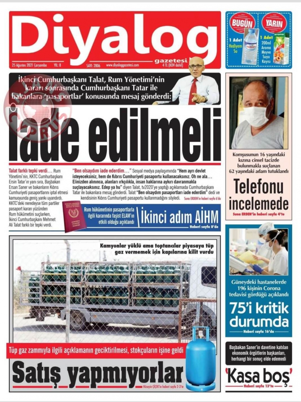 KKTC'de Gazeteler Bugün Ne Manşet Attı? (25 Ağustos 2021) galerisi resim 3