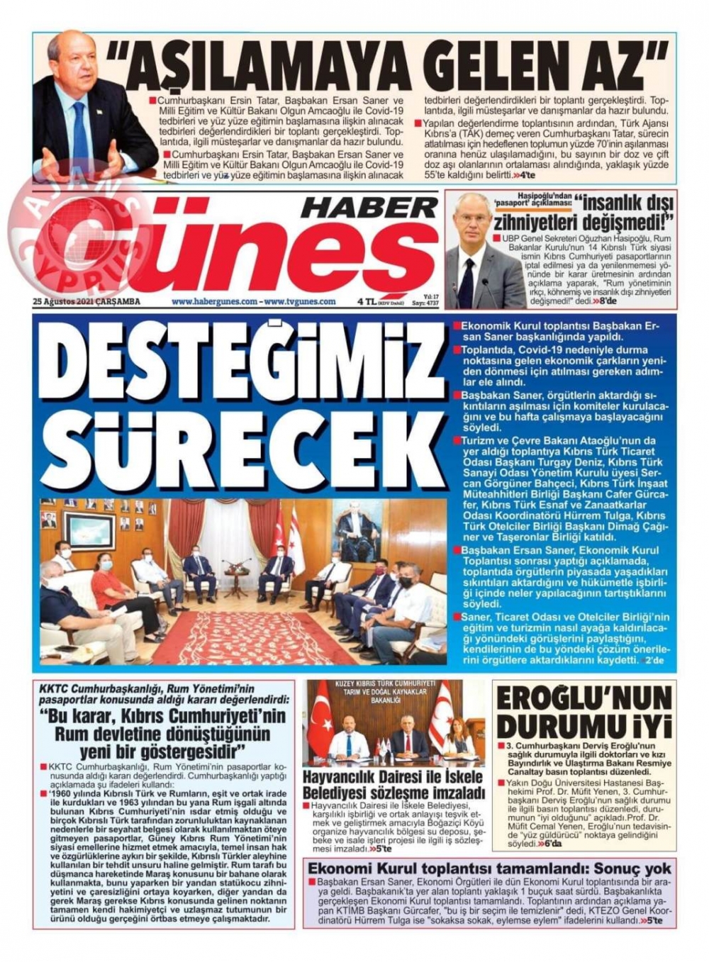 KKTC'de Gazeteler Bugün Ne Manşet Attı? (25 Ağustos 2021) galerisi resim 5