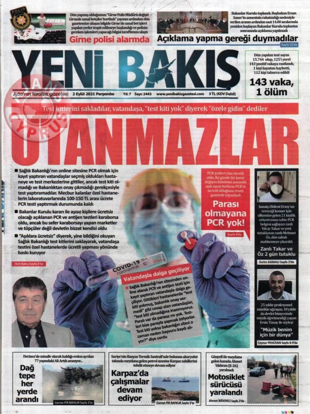 KKTC'de Gazeteler Bugün Ne Manşet Attı? (2 Eylül 2021) galerisi resim 3