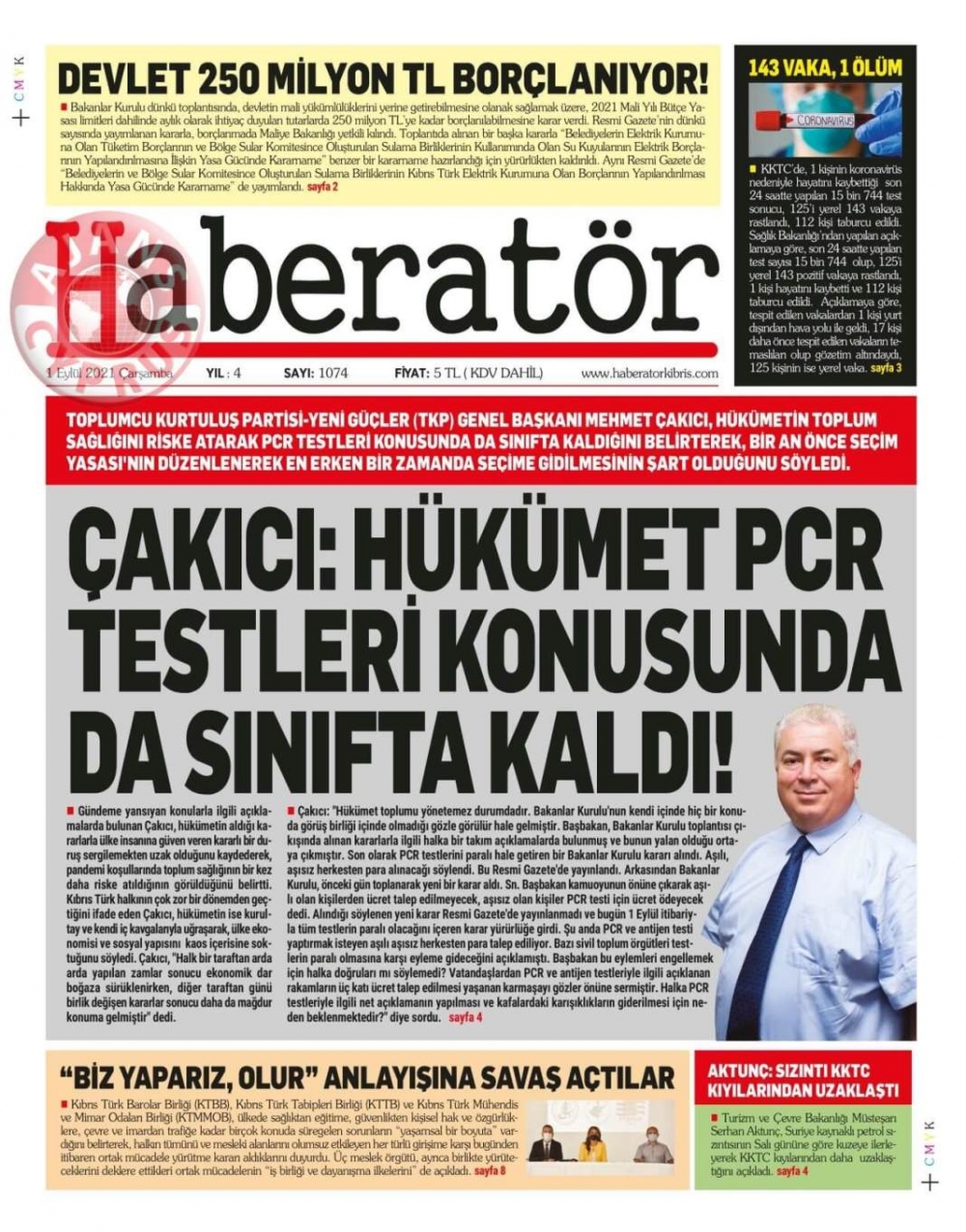 KKTC'de Gazeteler Bugün Ne Manşet Attı? (2 Eylül 2021) galerisi resim 5