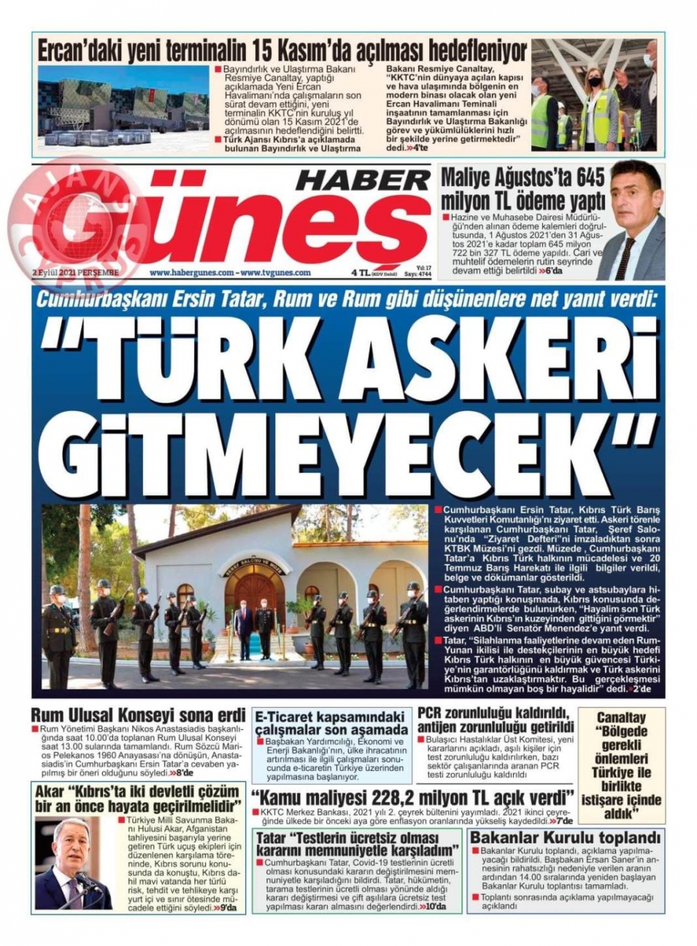 KKTC'de Gazeteler Bugün Ne Manşet Attı? (2 Eylül 2021) galerisi resim 7