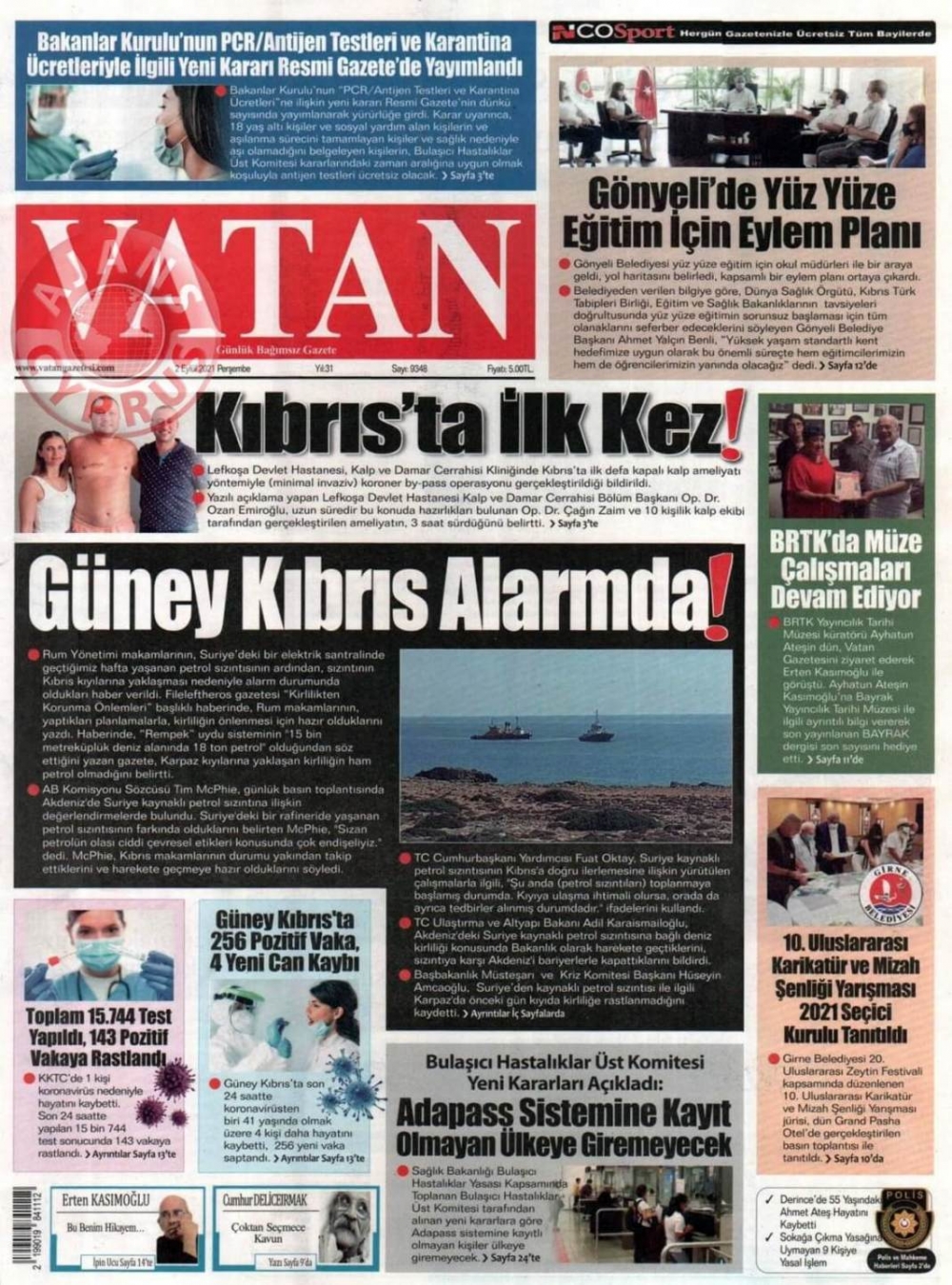 KKTC'de Gazeteler Bugün Ne Manşet Attı? (2 Eylül 2021) galerisi resim 8