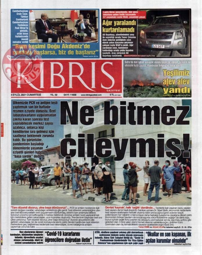 KKTC'de Gazeteler Bugün Ne Manşet Attı? (4 Eylül 2021) galerisi resim 8