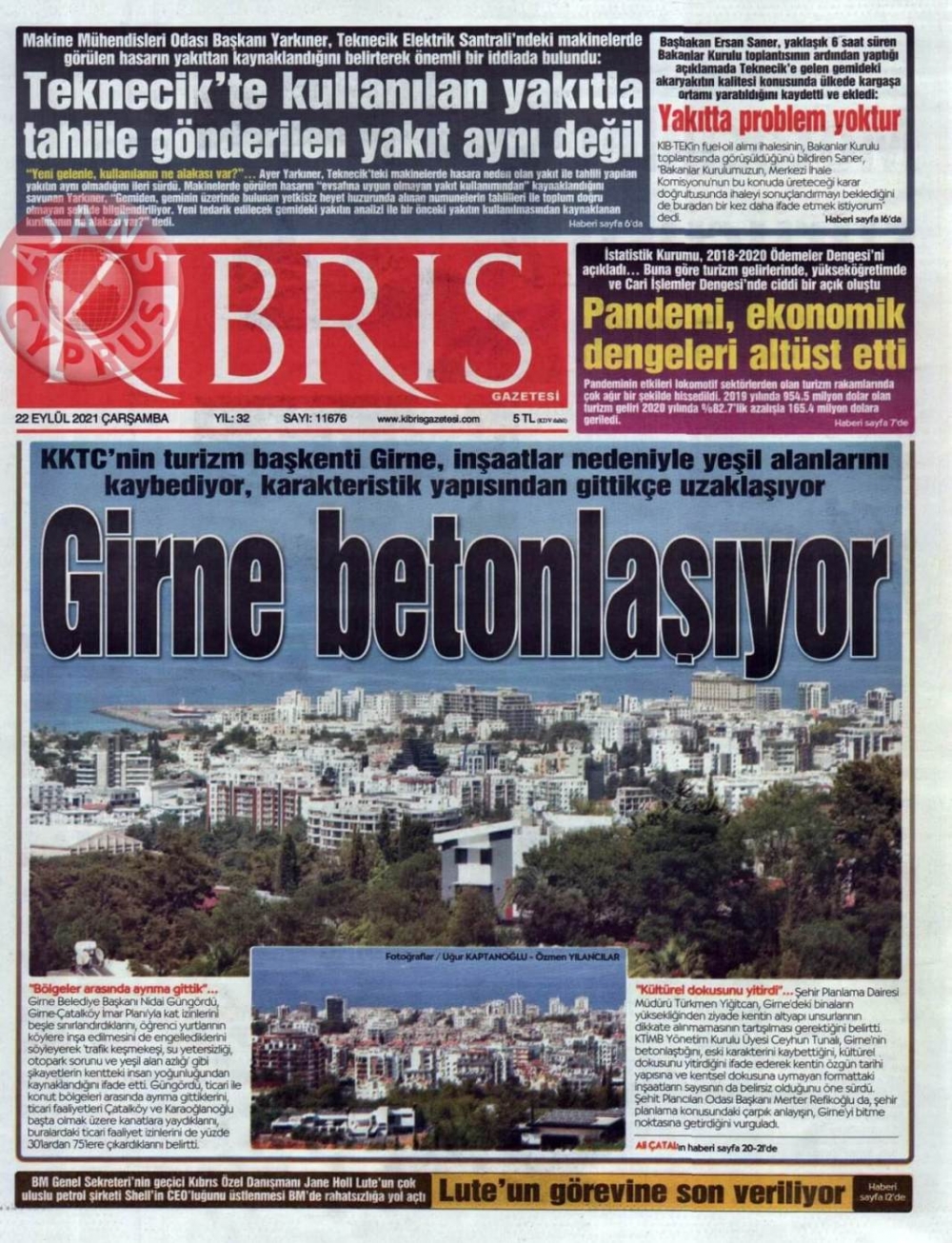 KKTC'de Gazeteler Bugün Ne Manşet Attı? (22 Eylül 2021) galerisi resim 2