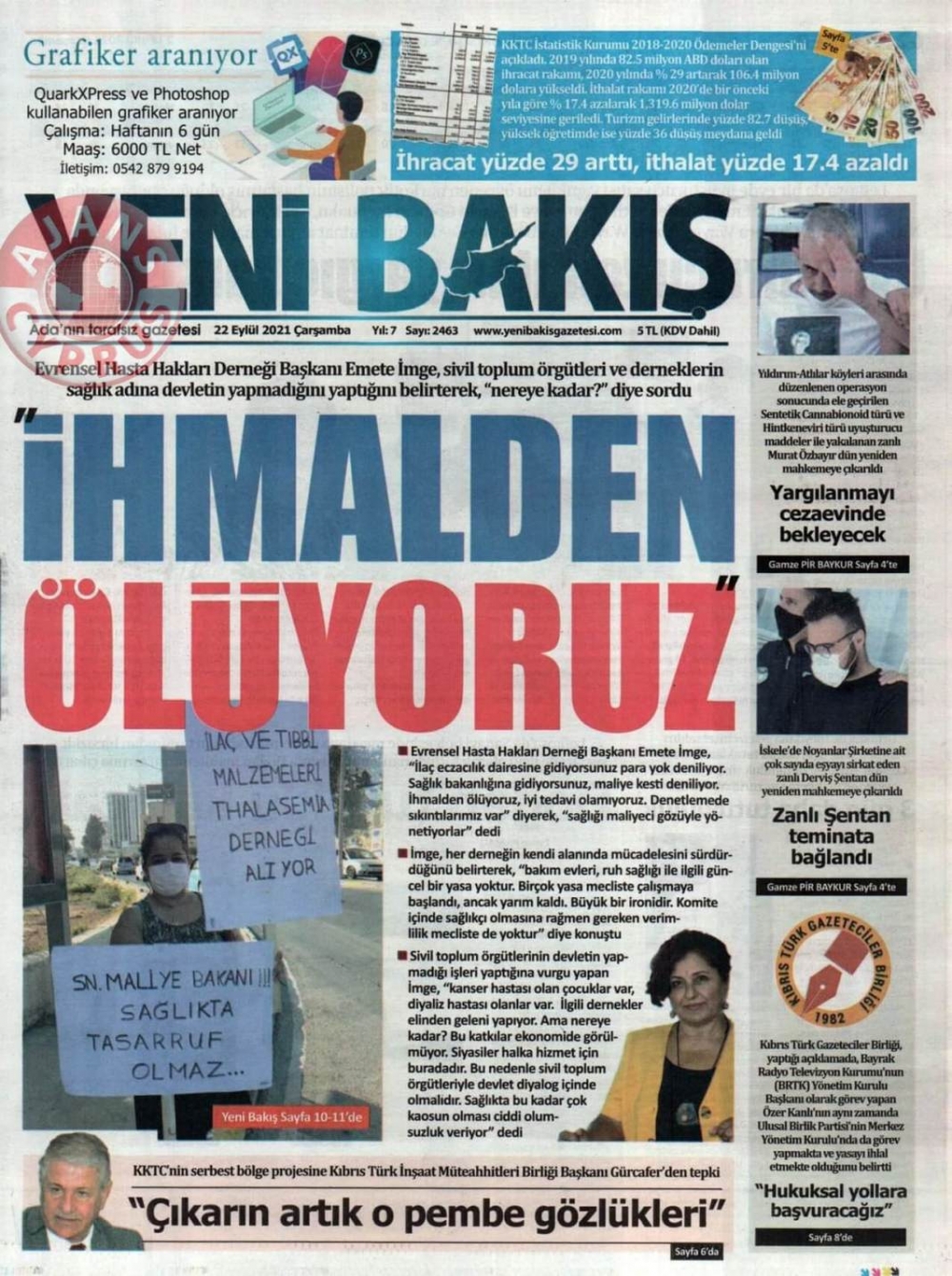 KKTC'de Gazeteler Bugün Ne Manşet Attı? (22 Eylül 2021) galerisi resim 5