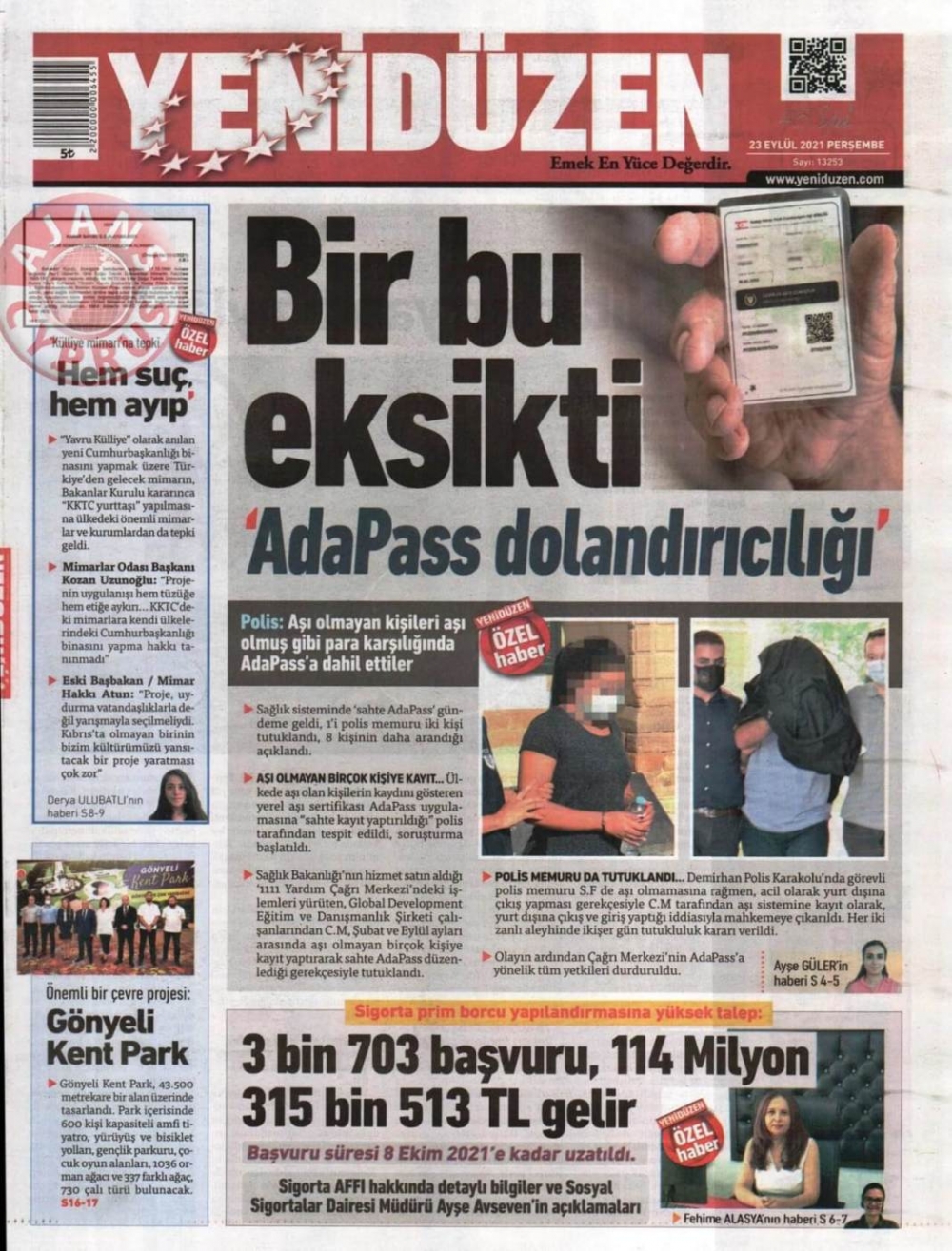 KKTC'de Gazeteler Bugün Ne Manşet Attı? (23 Eylül 2021) galerisi resim 6