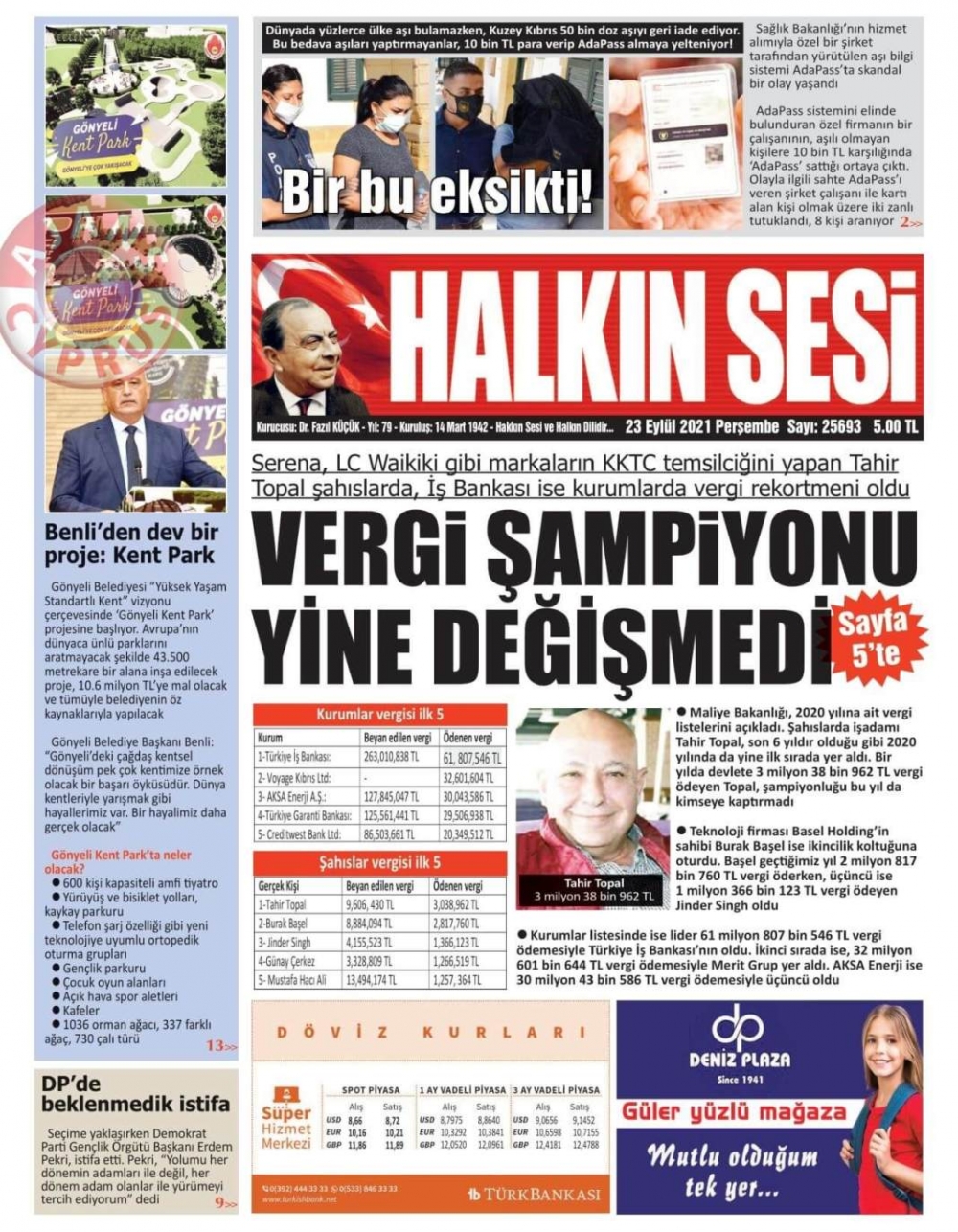 KKTC'de Gazeteler Bugün Ne Manşet Attı? (23 Eylül 2021) galerisi resim 8