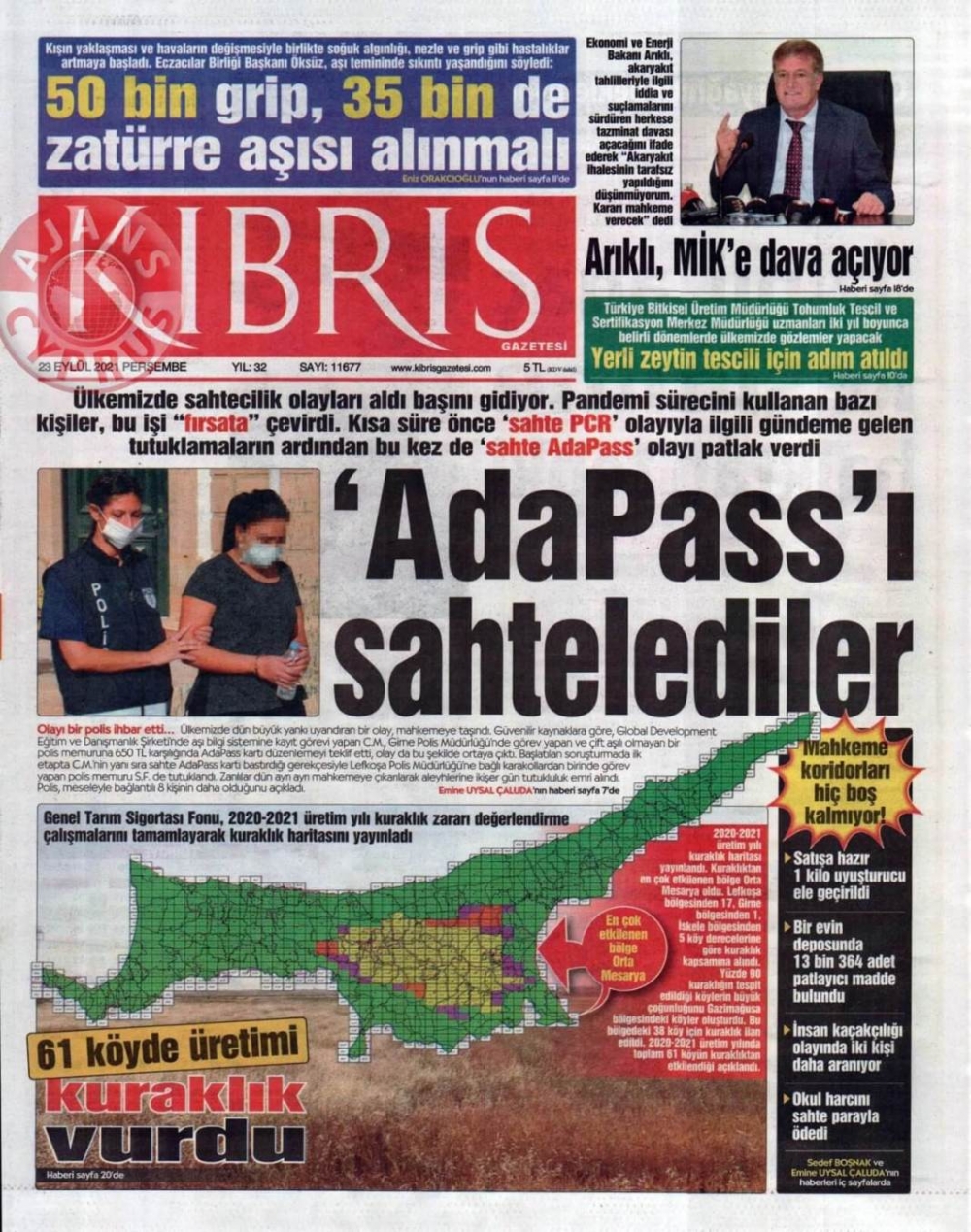 KKTC'de Gazeteler Bugün Ne Manşet Attı? (23 Eylül 2021) galerisi resim 9