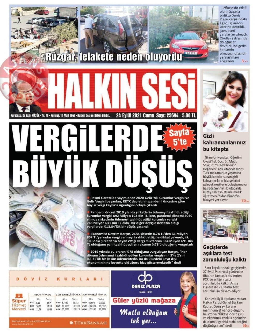 KKTC'de Gazeteler Bugün Ne Manşet Attı? (24 Eylül 2021) galerisi resim 1