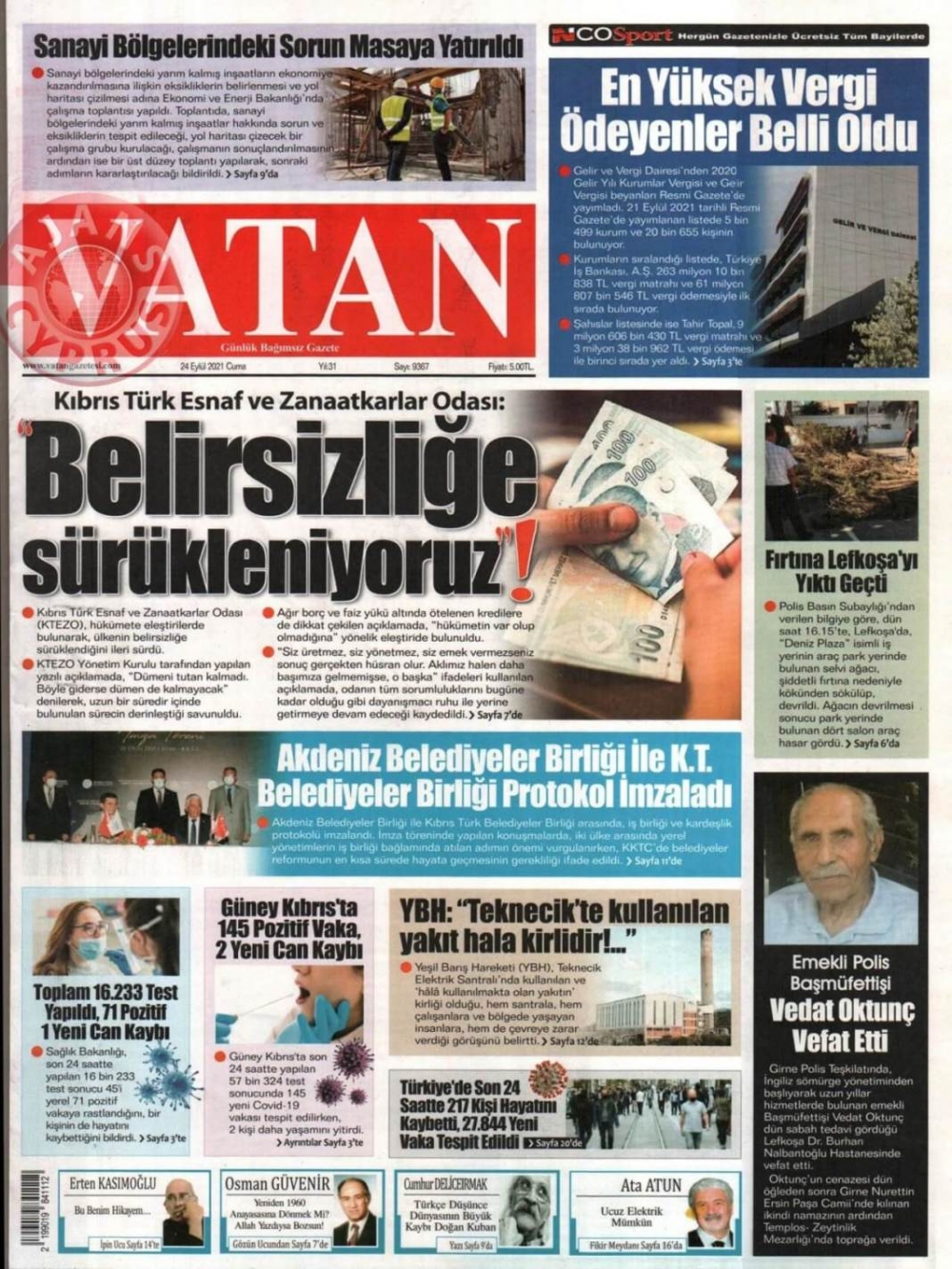 KKTC'de Gazeteler Bugün Ne Manşet Attı? (24 Eylül 2021) galerisi resim 6