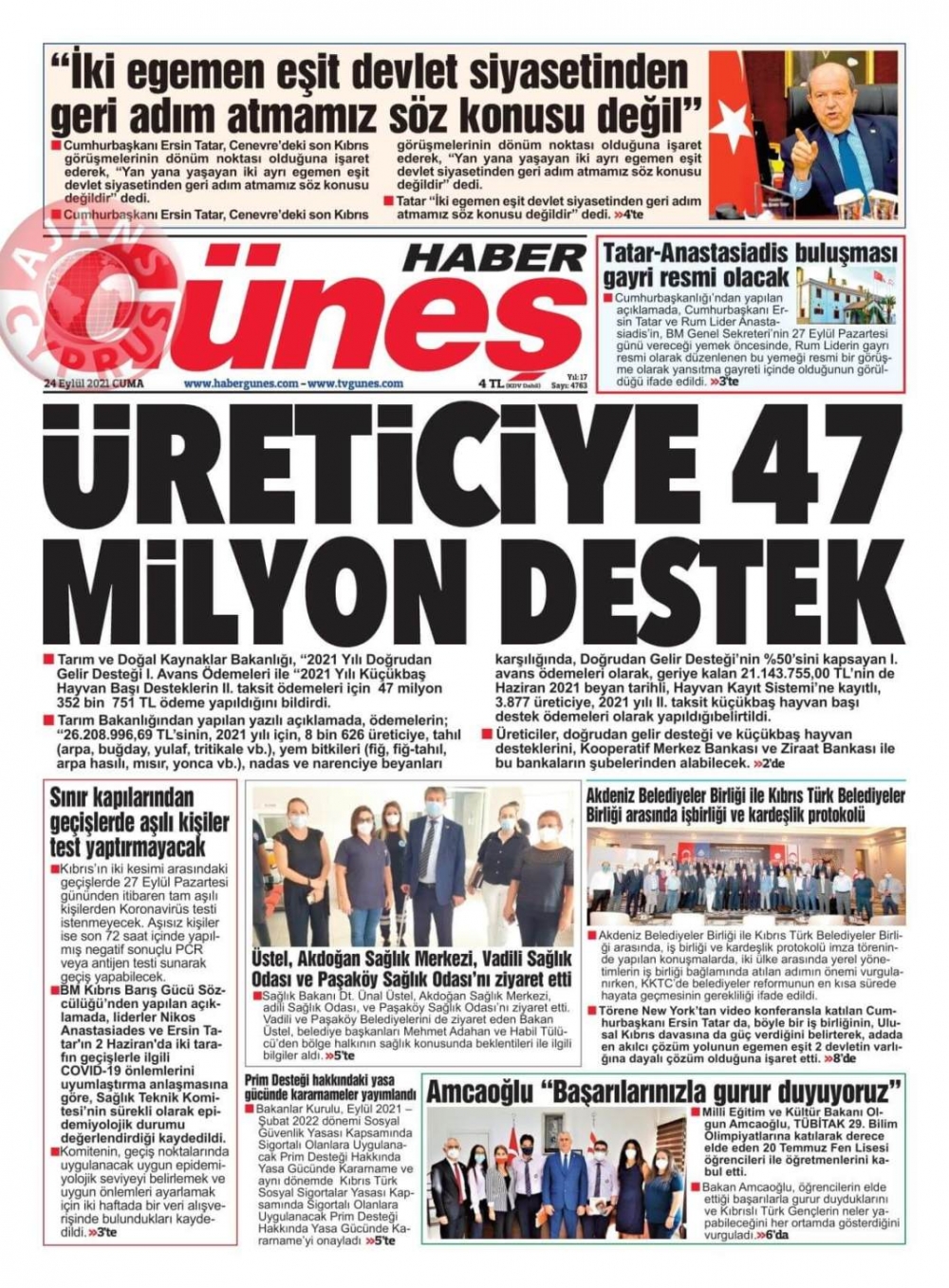 KKTC'de Gazeteler Bugün Ne Manşet Attı? (24 Eylül 2021) galerisi resim 7