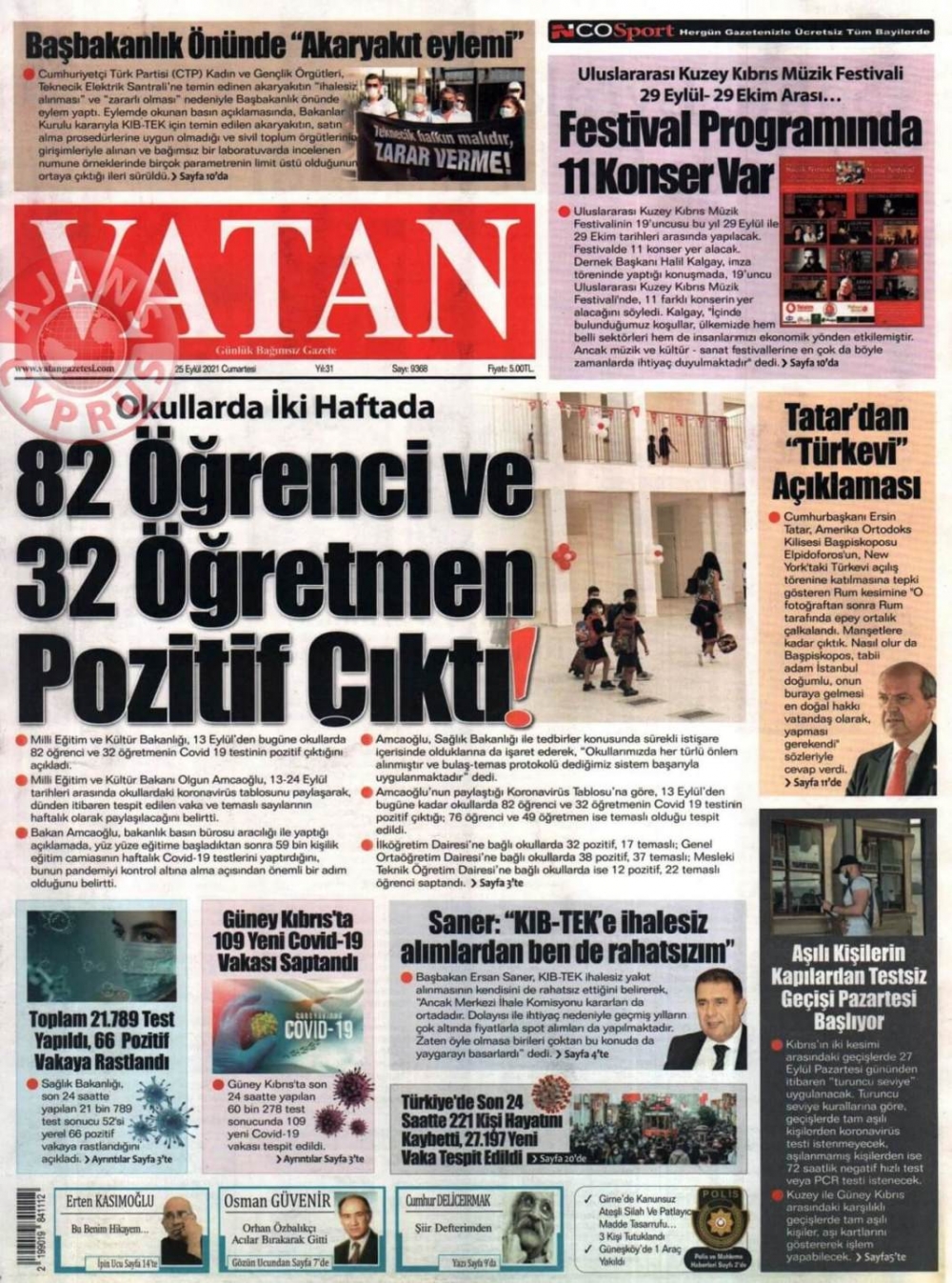 KKTC'de Gazeteler Bugün Ne Manşet Attı? (25 Ağustos 2021) galerisi resim 6