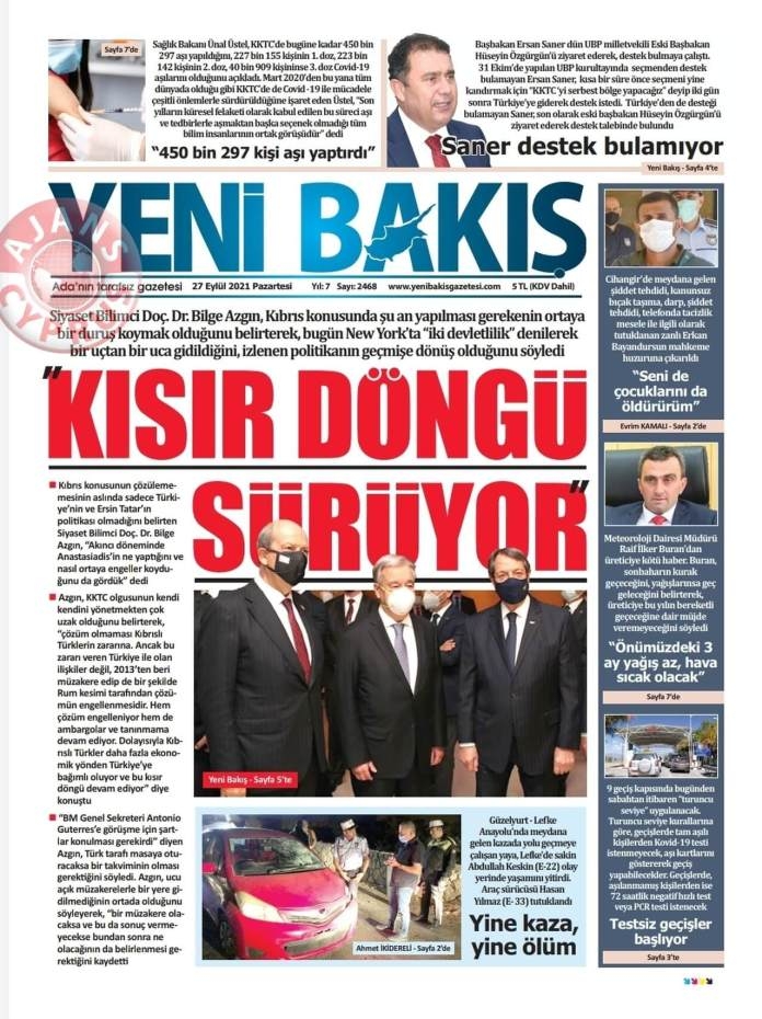 KKTC'de Gazeteler Bugün Ne Manşet Attı? (27 Eylül 2021) galerisi resim 4