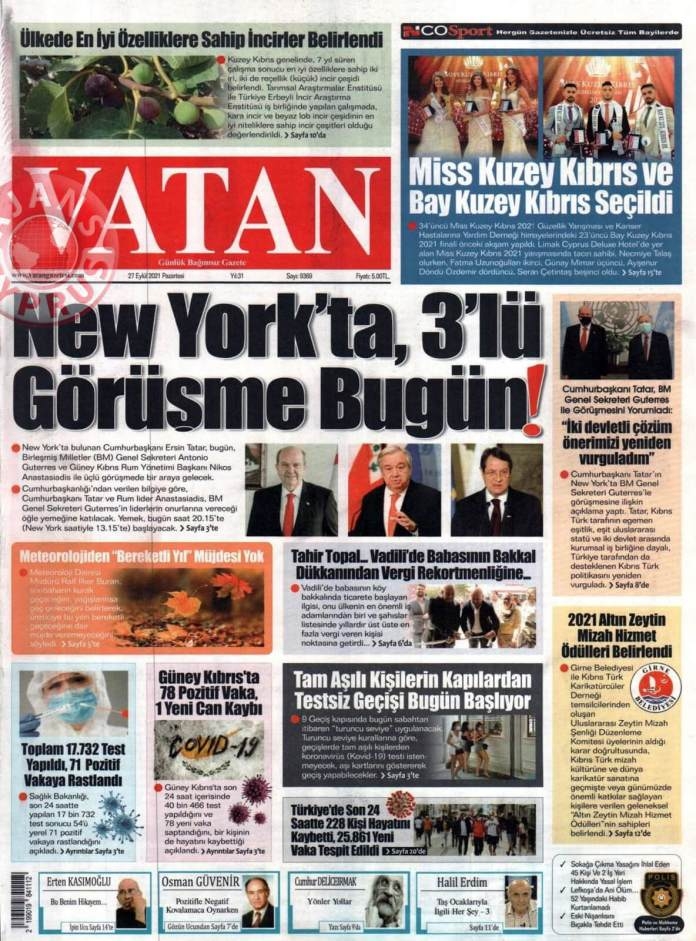 KKTC'de Gazeteler Bugün Ne Manşet Attı? (27 Eylül 2021) galerisi resim 5