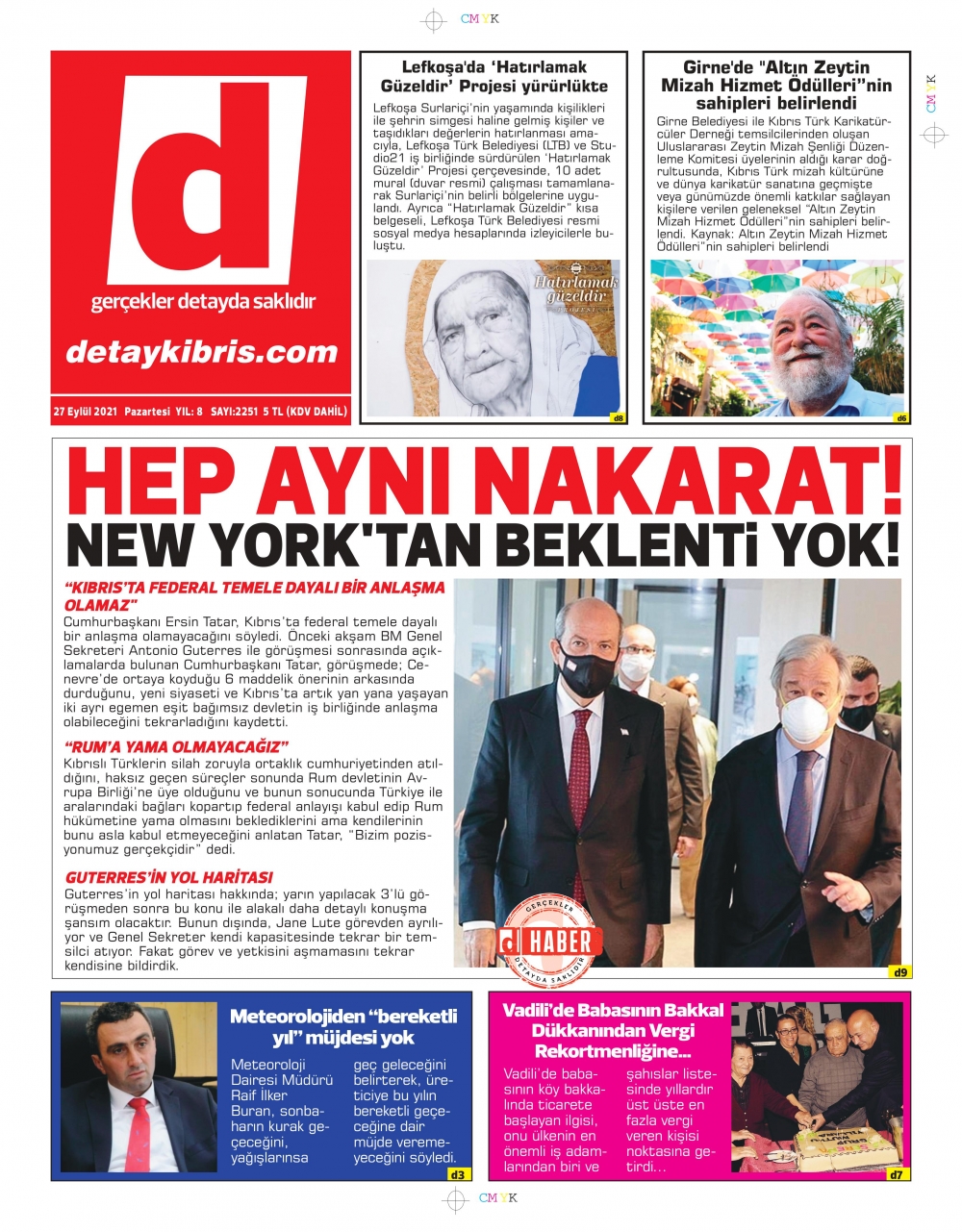 KKTC'de Gazeteler Bugün Ne Manşet Attı? (27 Eylül 2021) galerisi resim 9