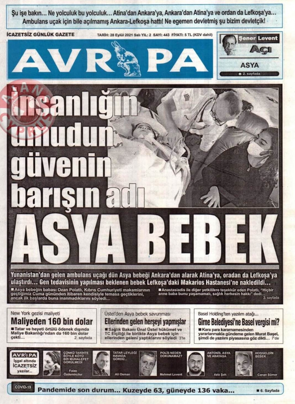 KKTC'de Gazeteler Bugün Ne Manşet Attı? (28 Eylül 2021) galerisi resim 7