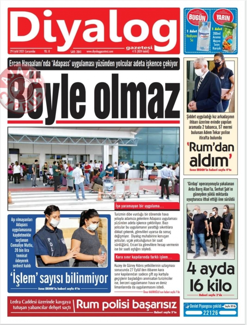 KKTC'de Gazeteler Bugün Ne Manşet Attı? (29 Eylül 2021) galerisi resim 1